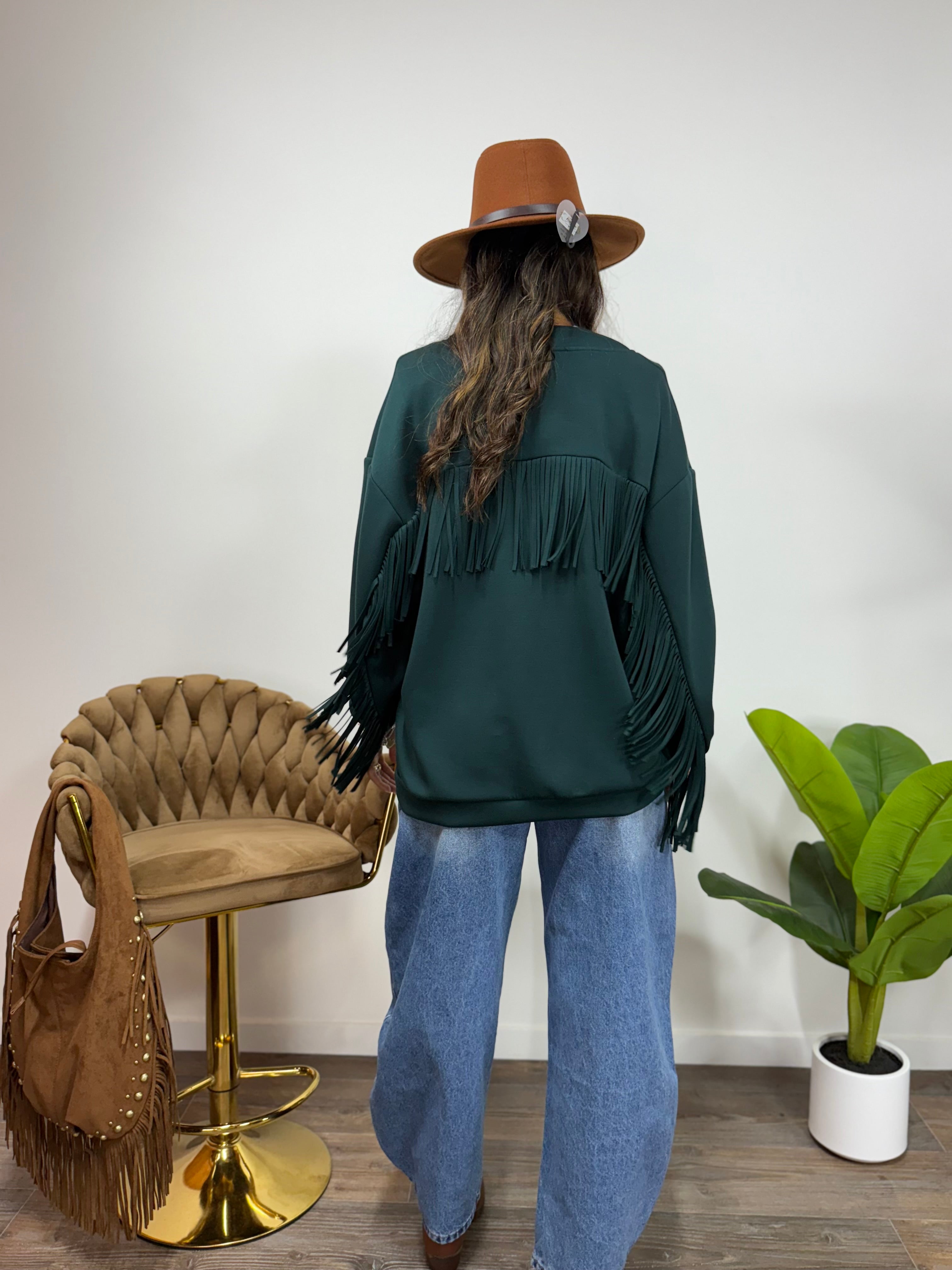 Cardigan Pocket Frange LUMINA Petrolio