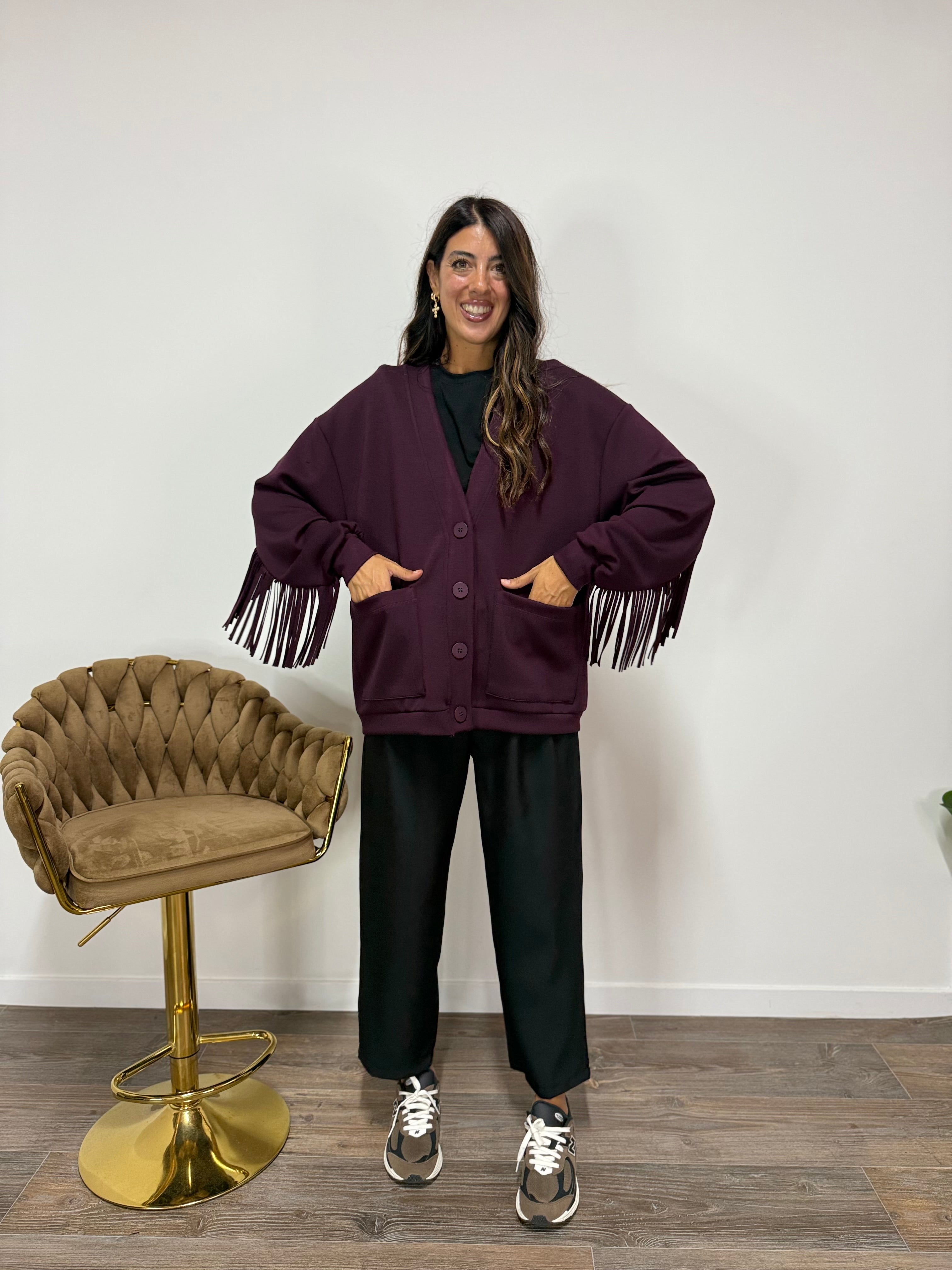 Cardigan Pocket Frange LUMINA Prugna