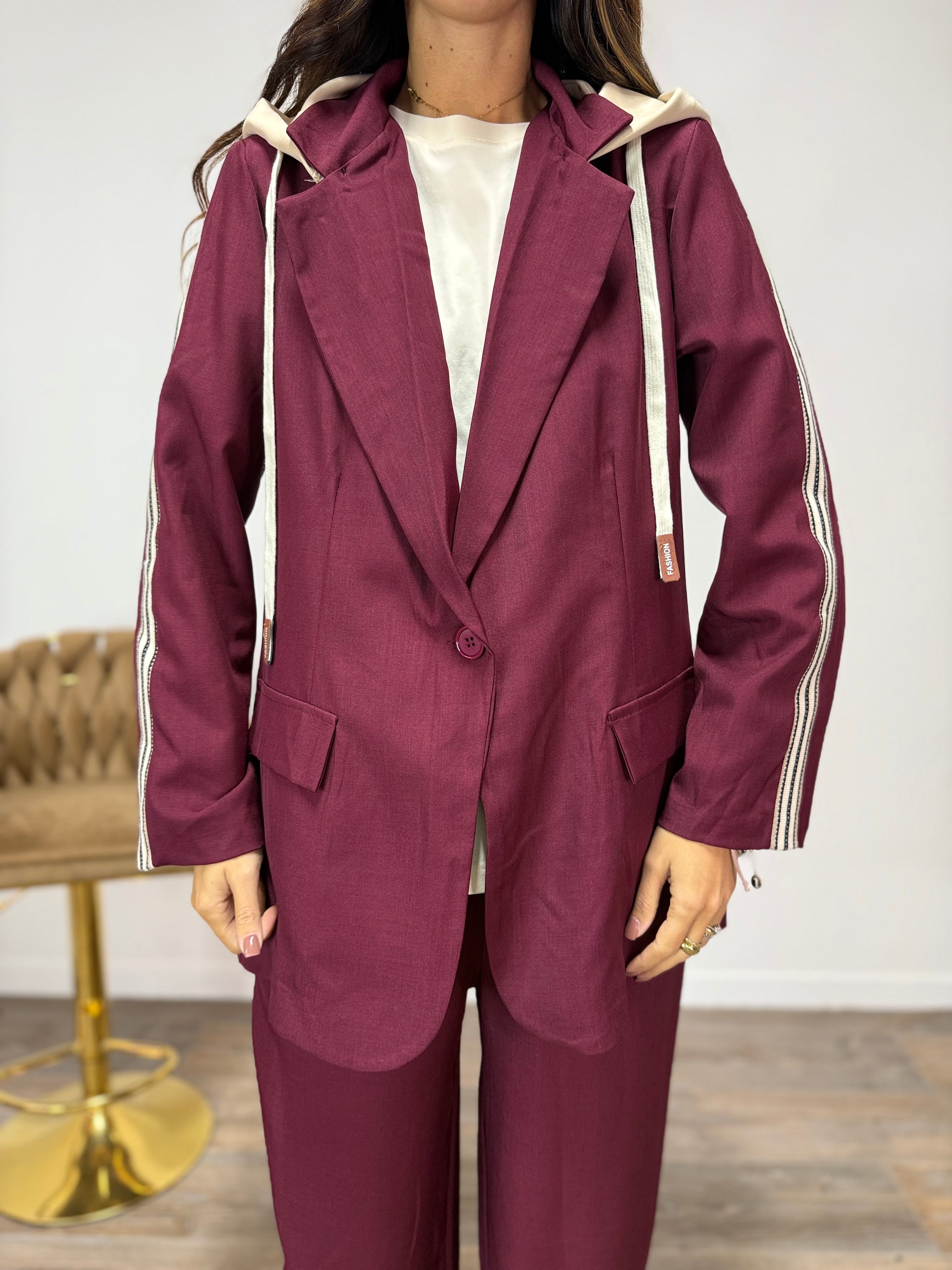 Tailleur New Jersey Bordeaux