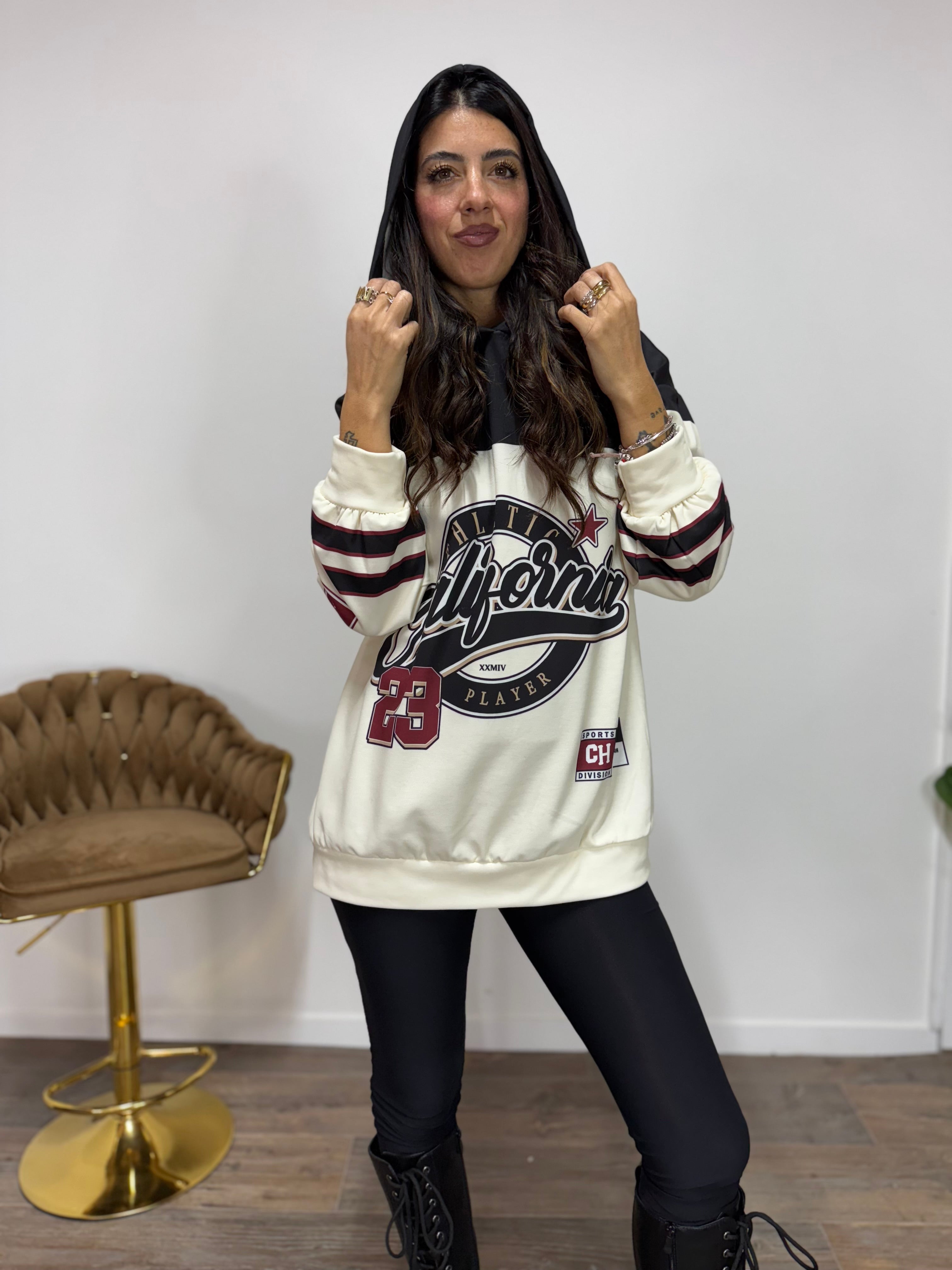 Felpa Cappuccio California Nera