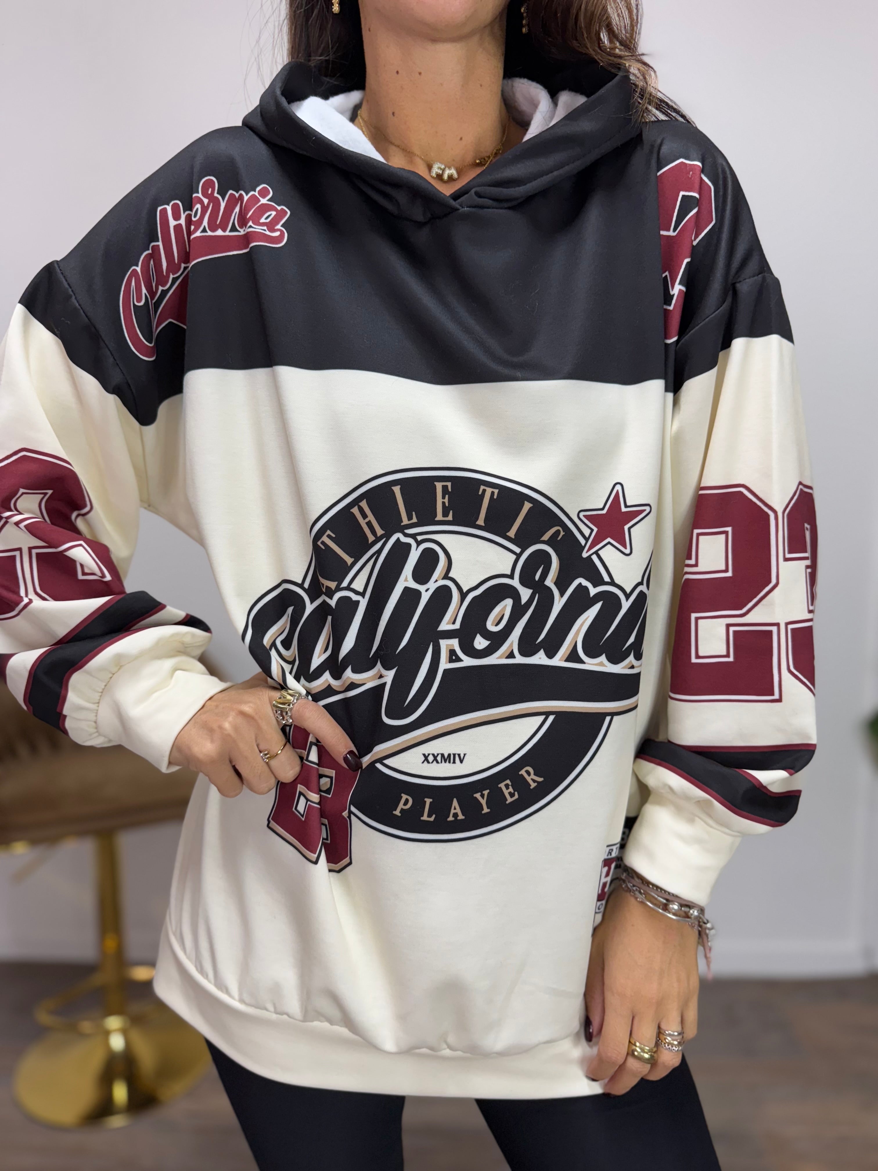 Felpa Cappuccio California Nera