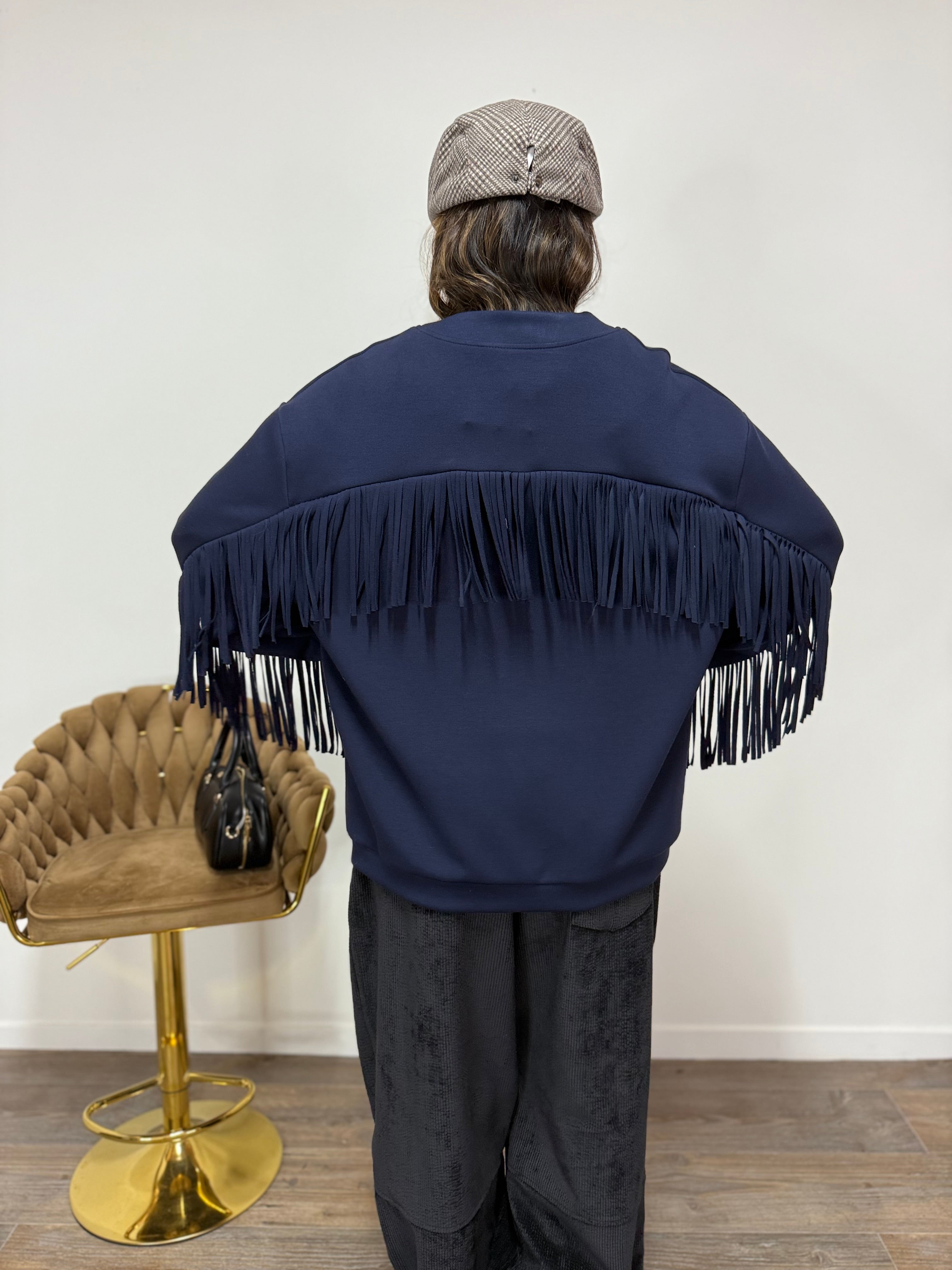 Cardigan Pocket Frange LUMINA Blue