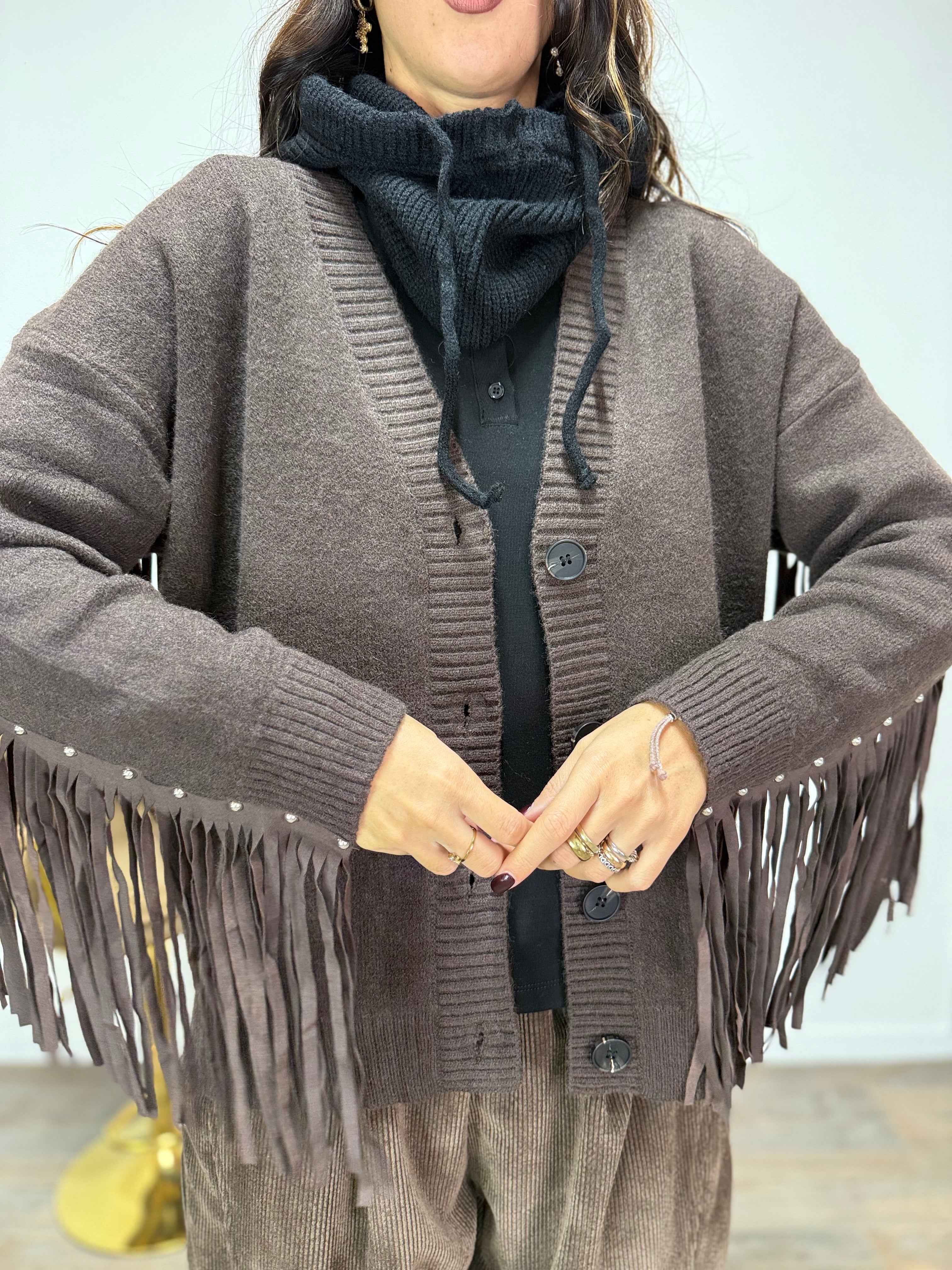 Cardigan Indu Dark Marrone
