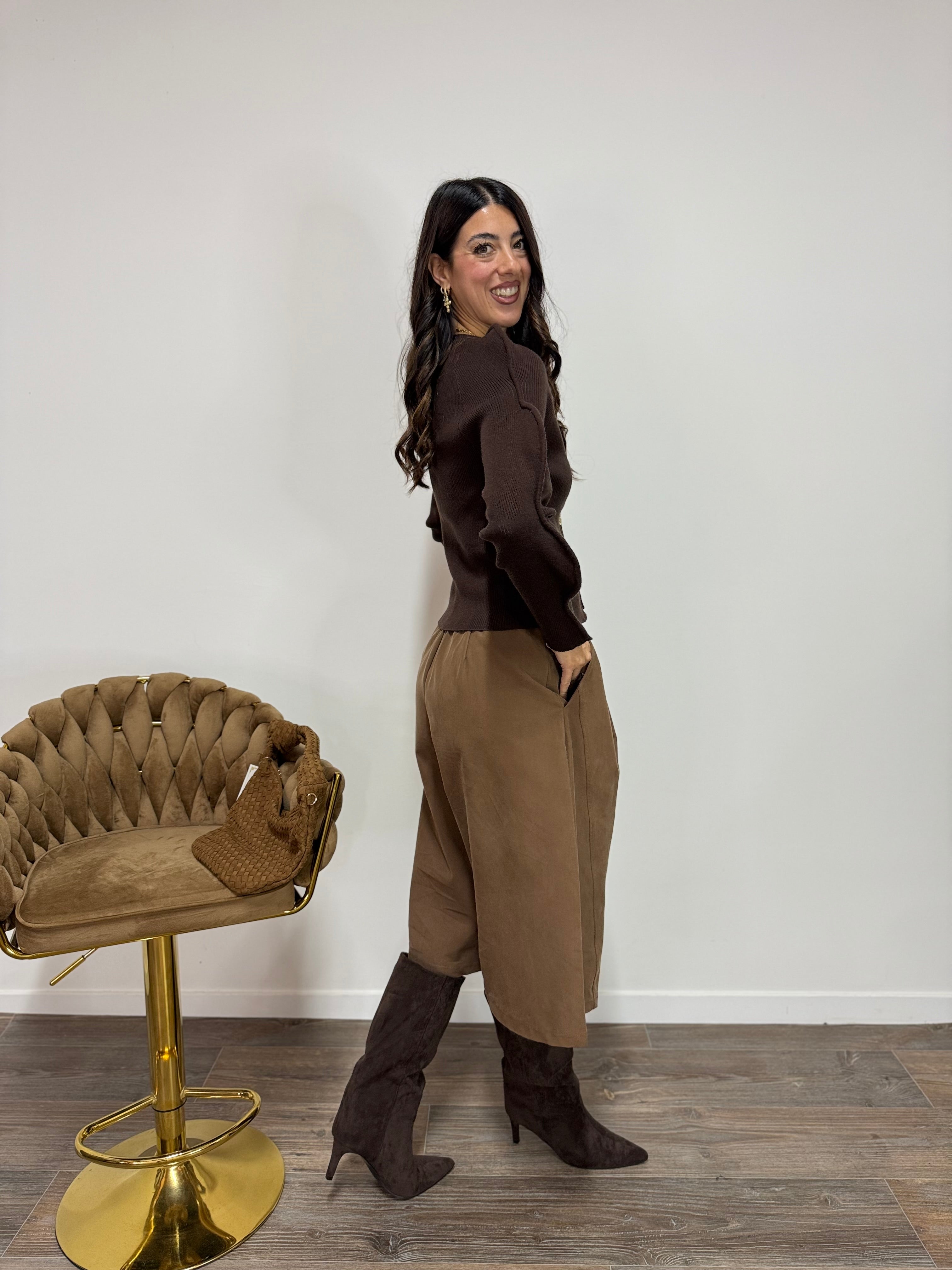 Cardigan Volumé Marrone