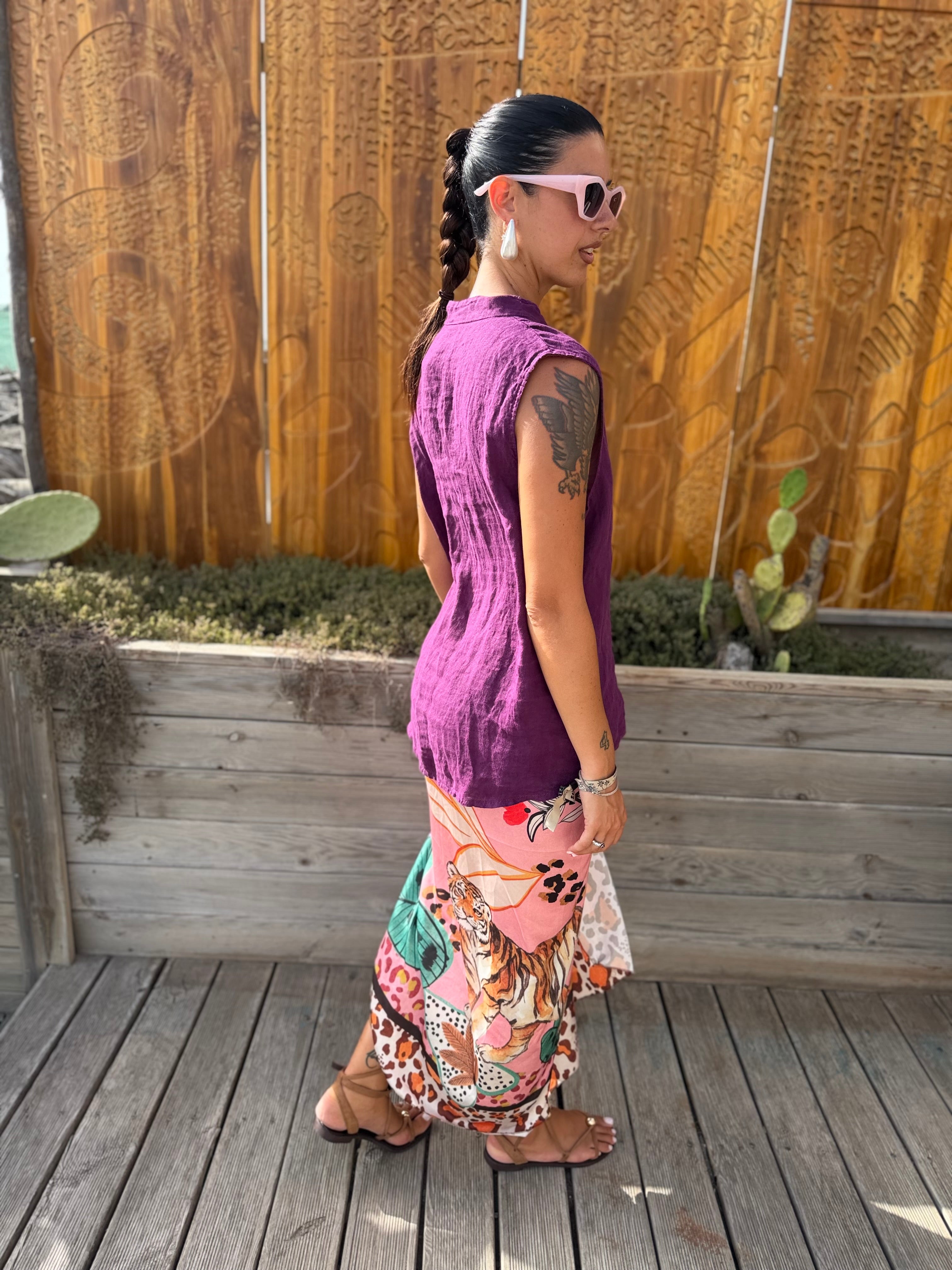Blusa Puro Lino Magenta