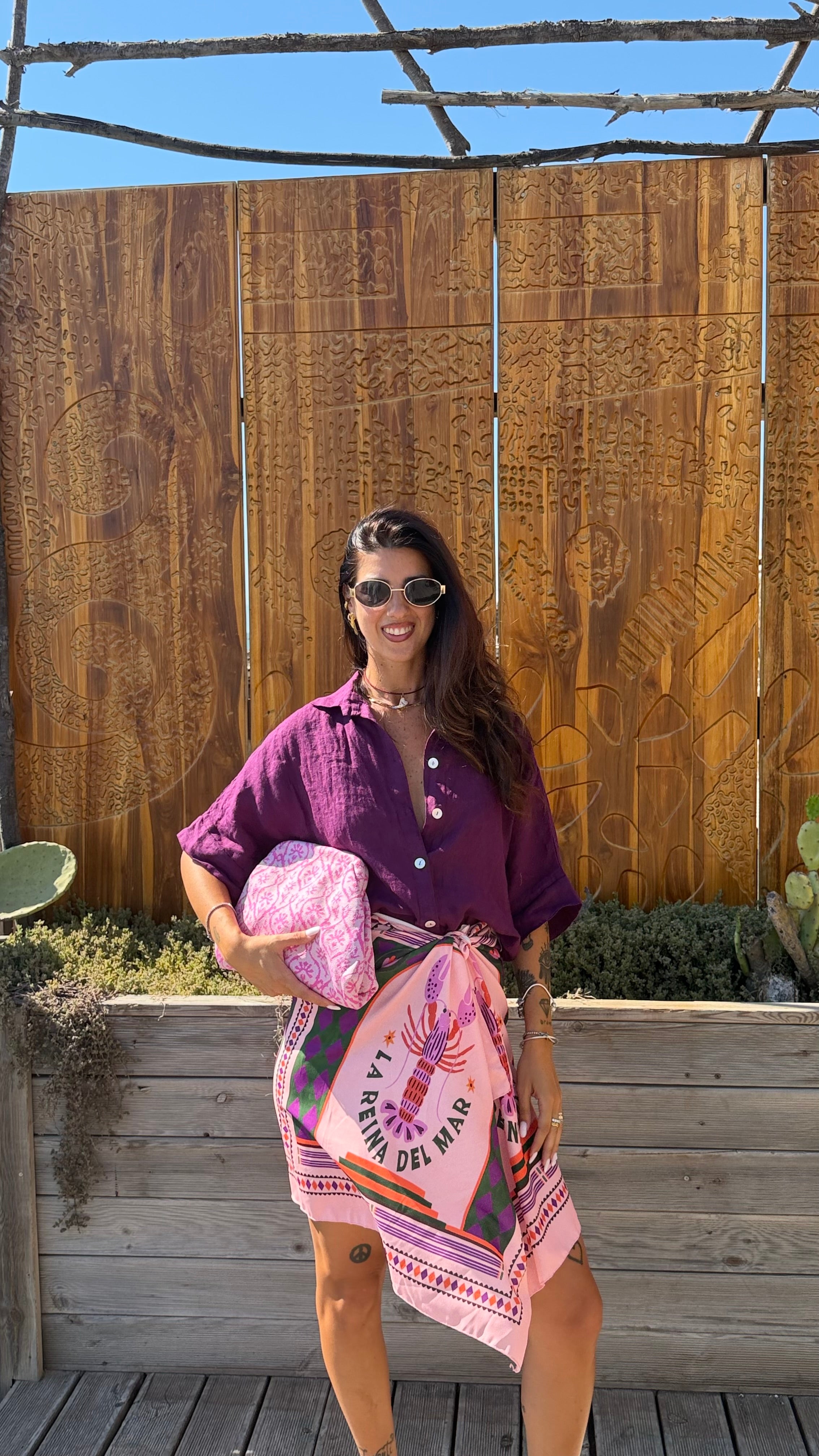 Camicia Puro Lino Magenta