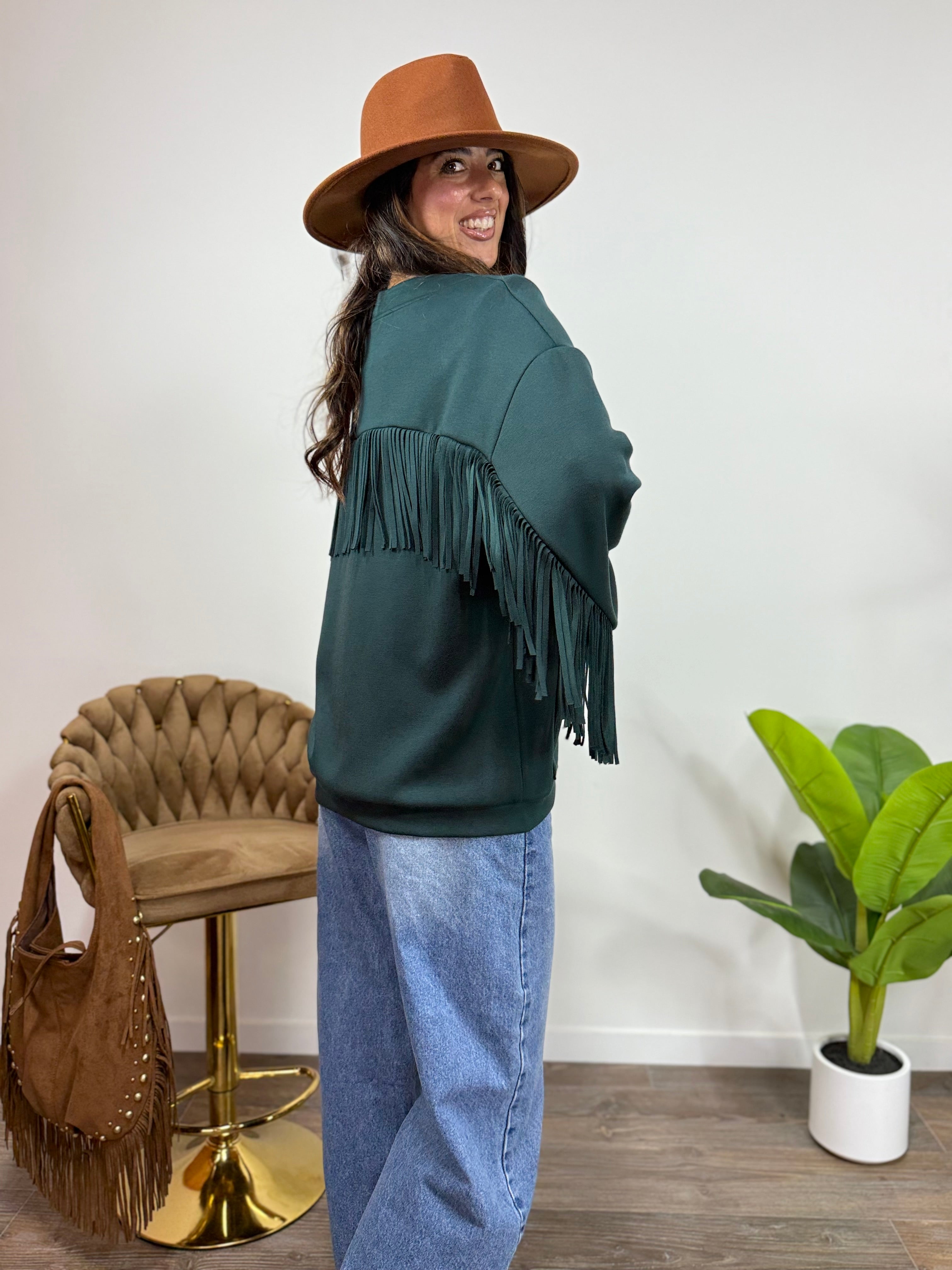 Cardigan Pocket Frange LUMINA Petrolio