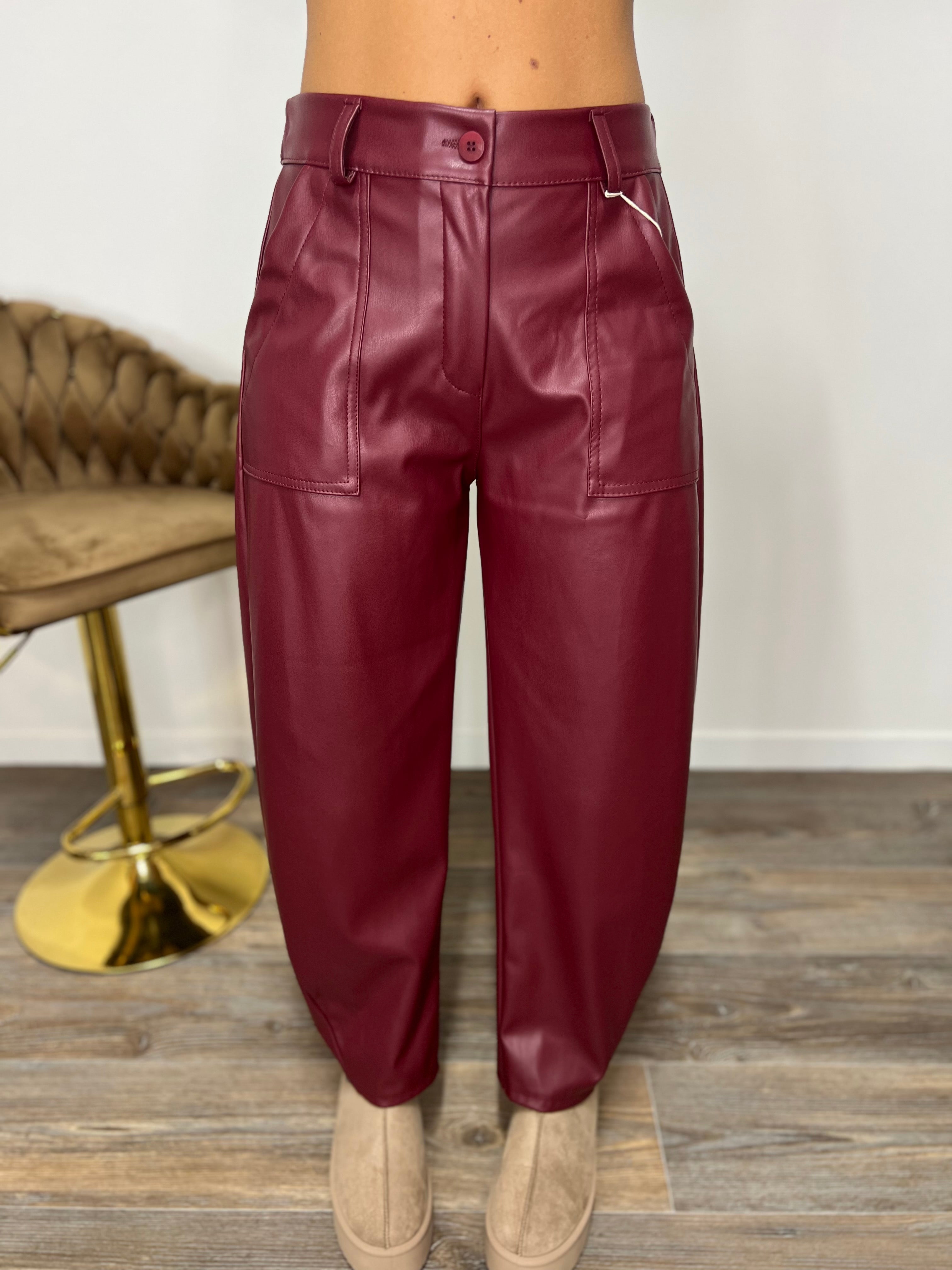 Pantalone Leather Bordeaux