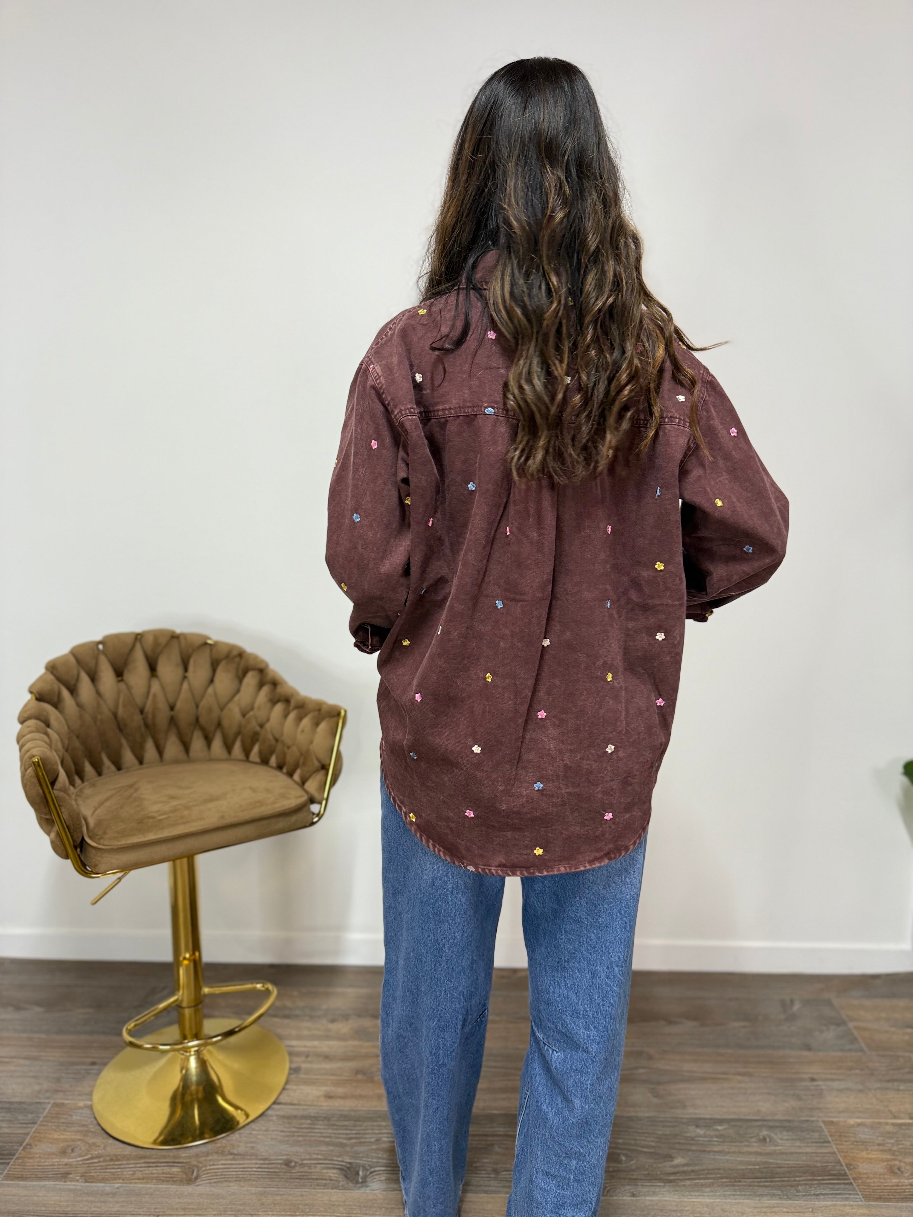 Camicia Flower Bordeaux