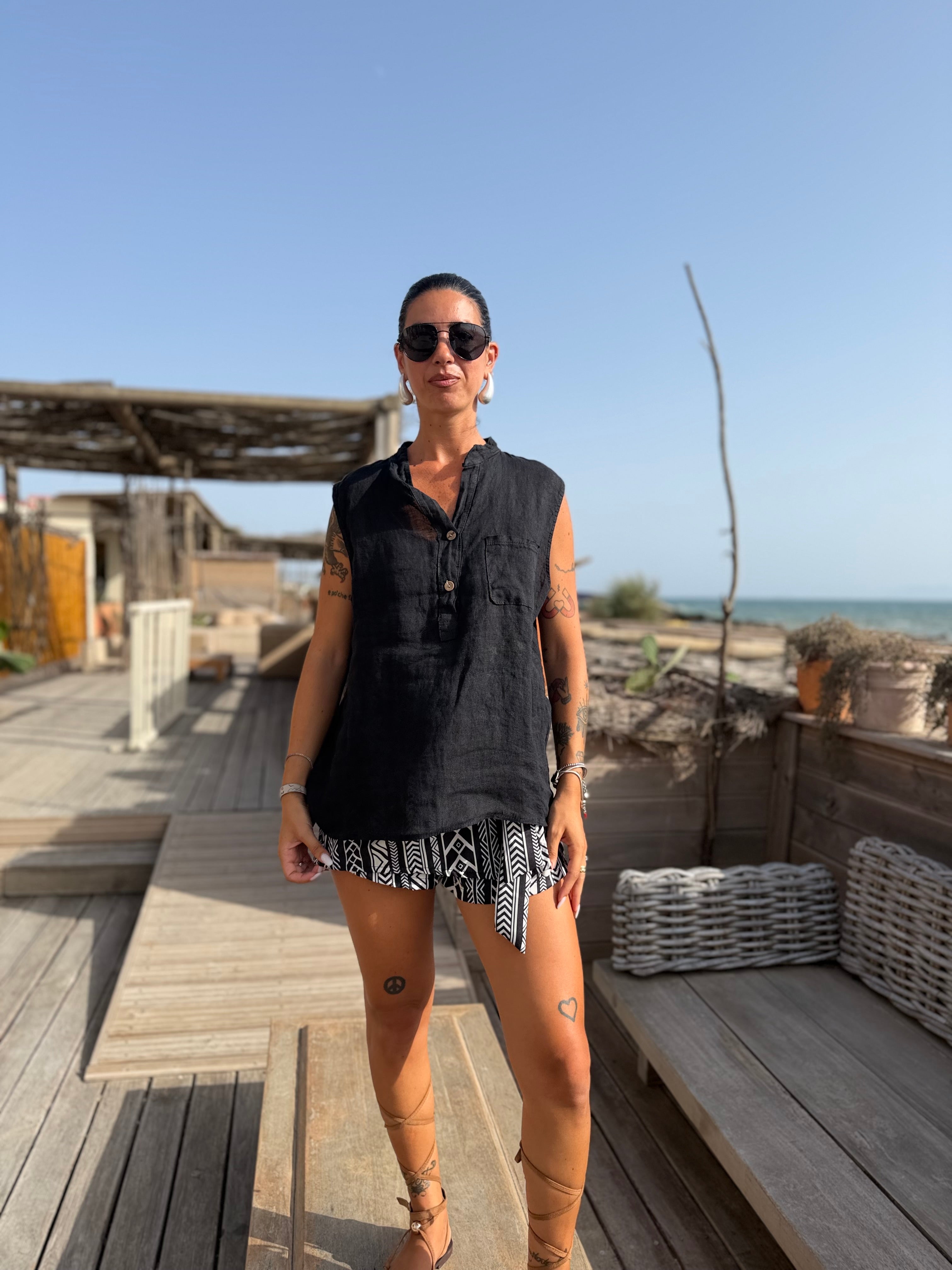 Blusa Puro Lino Nera