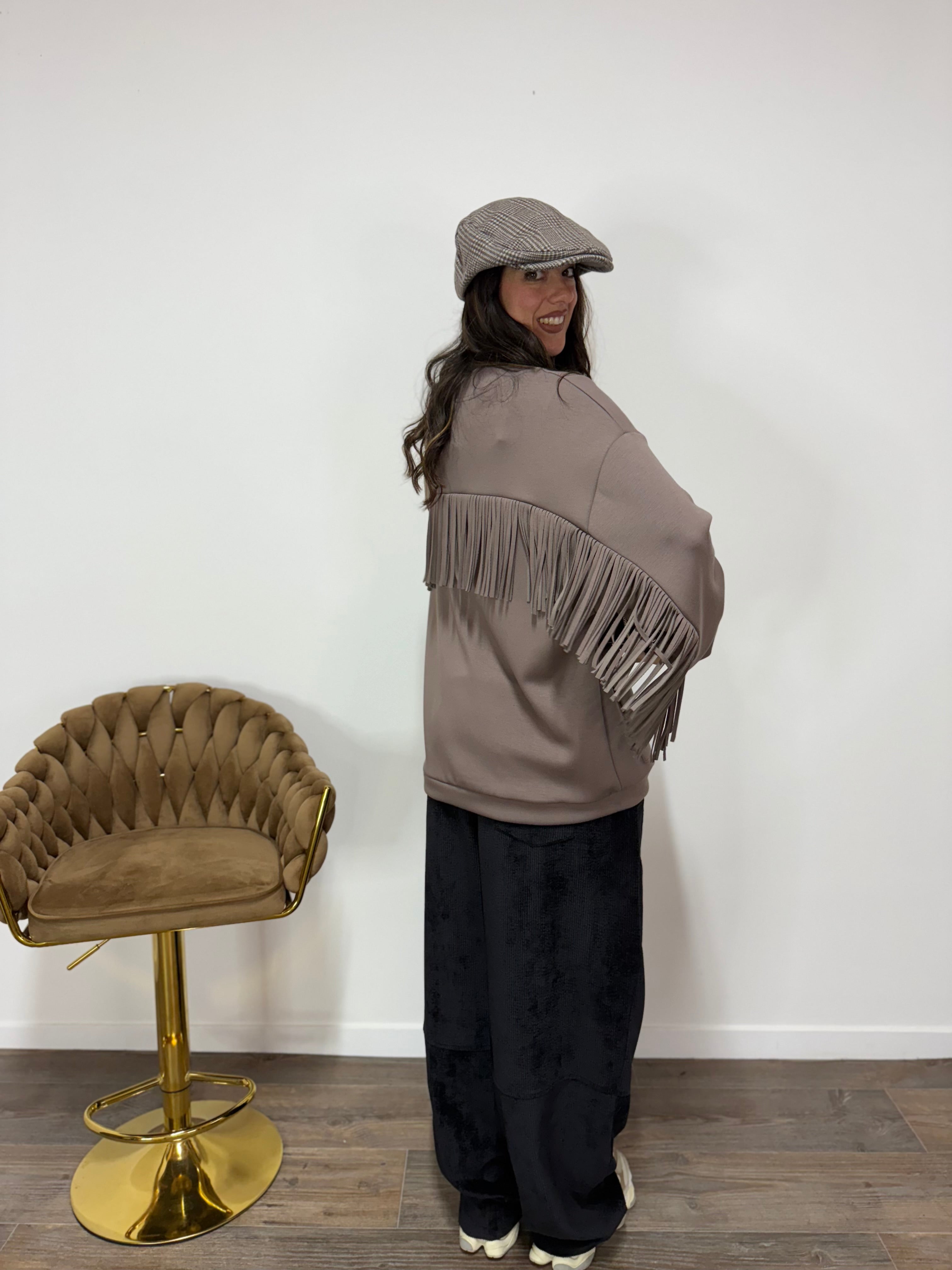 Cardigan Pocket Frange LUMINA Fango