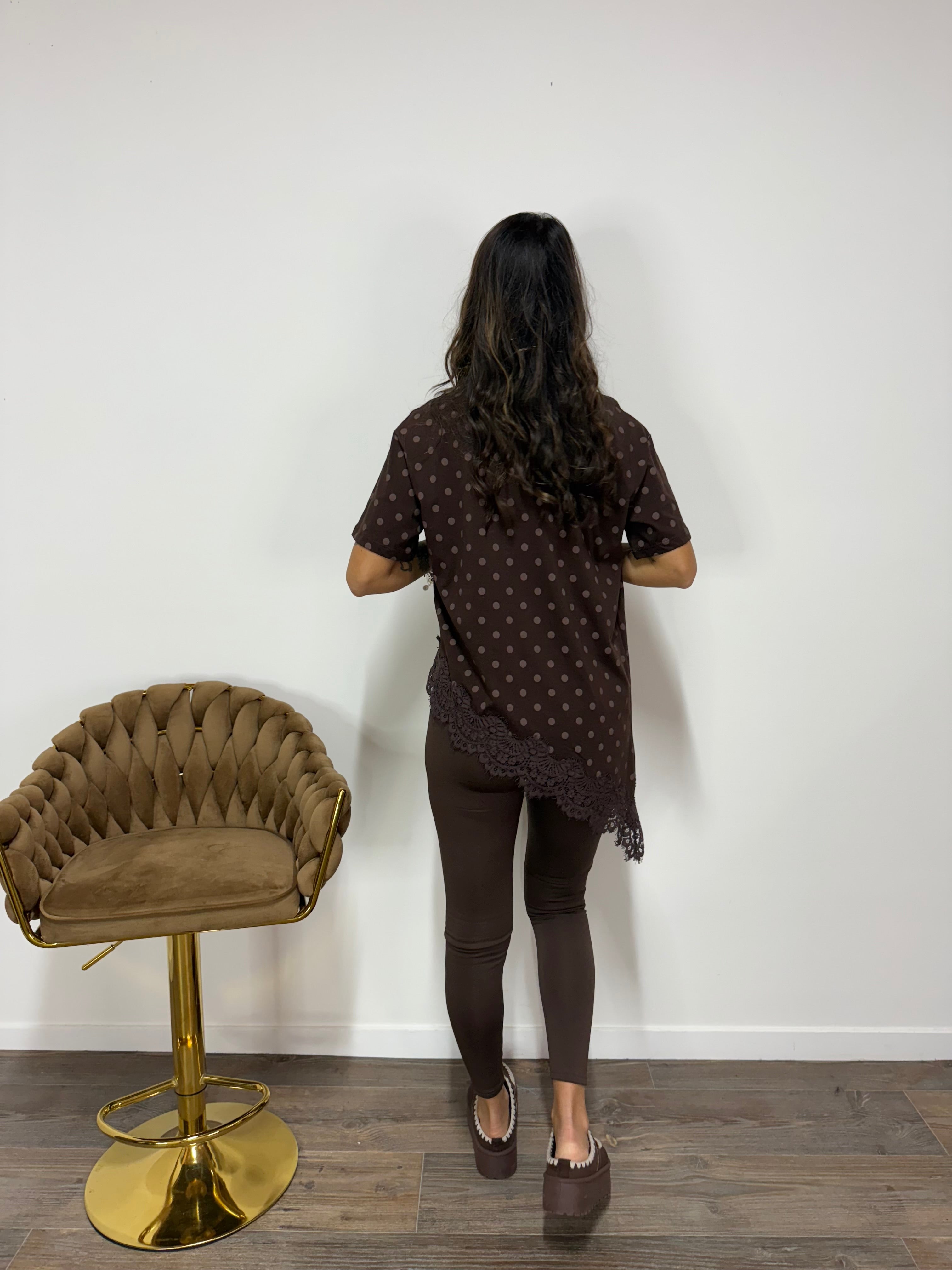 T-Shirt Lingerie Pois LUMINA Marrone