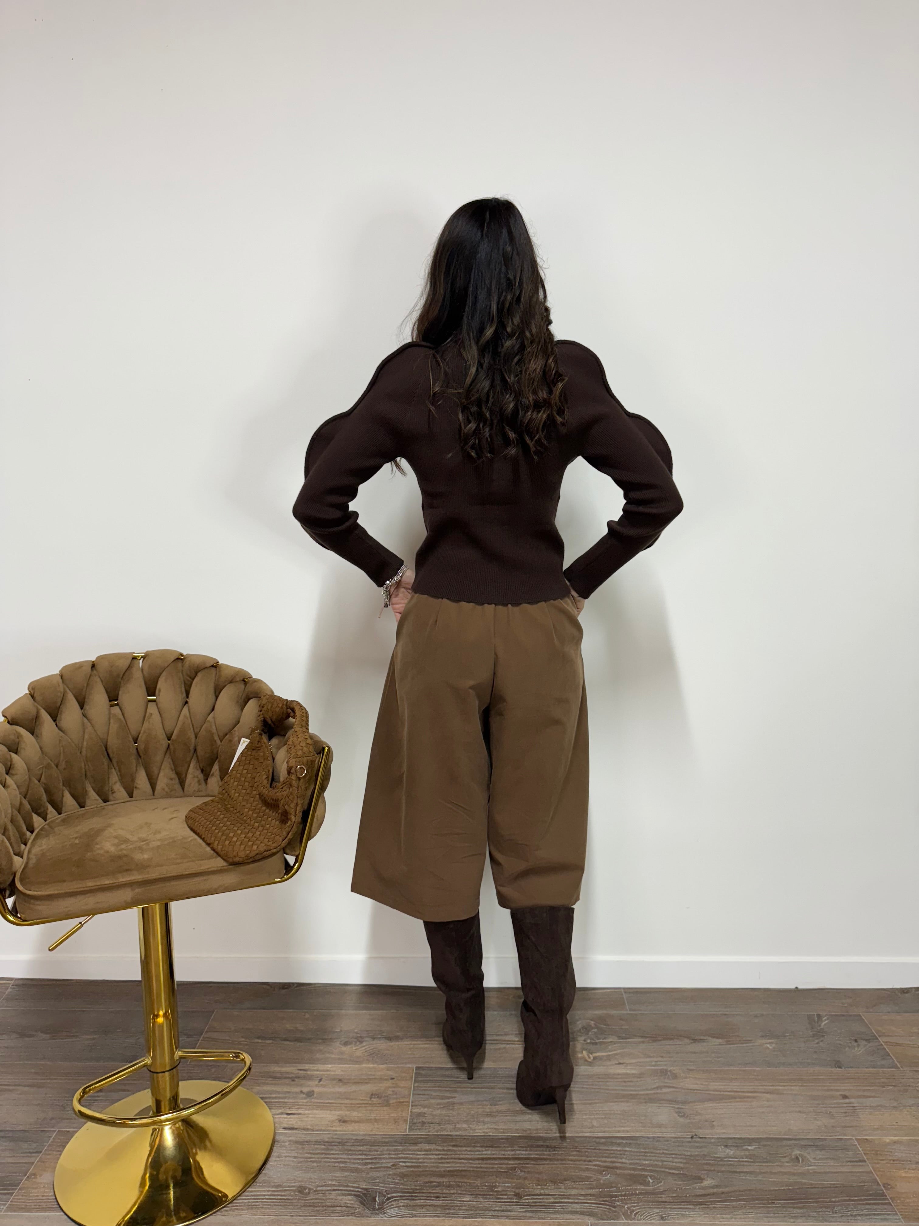 Cardigan Volumé Marrone