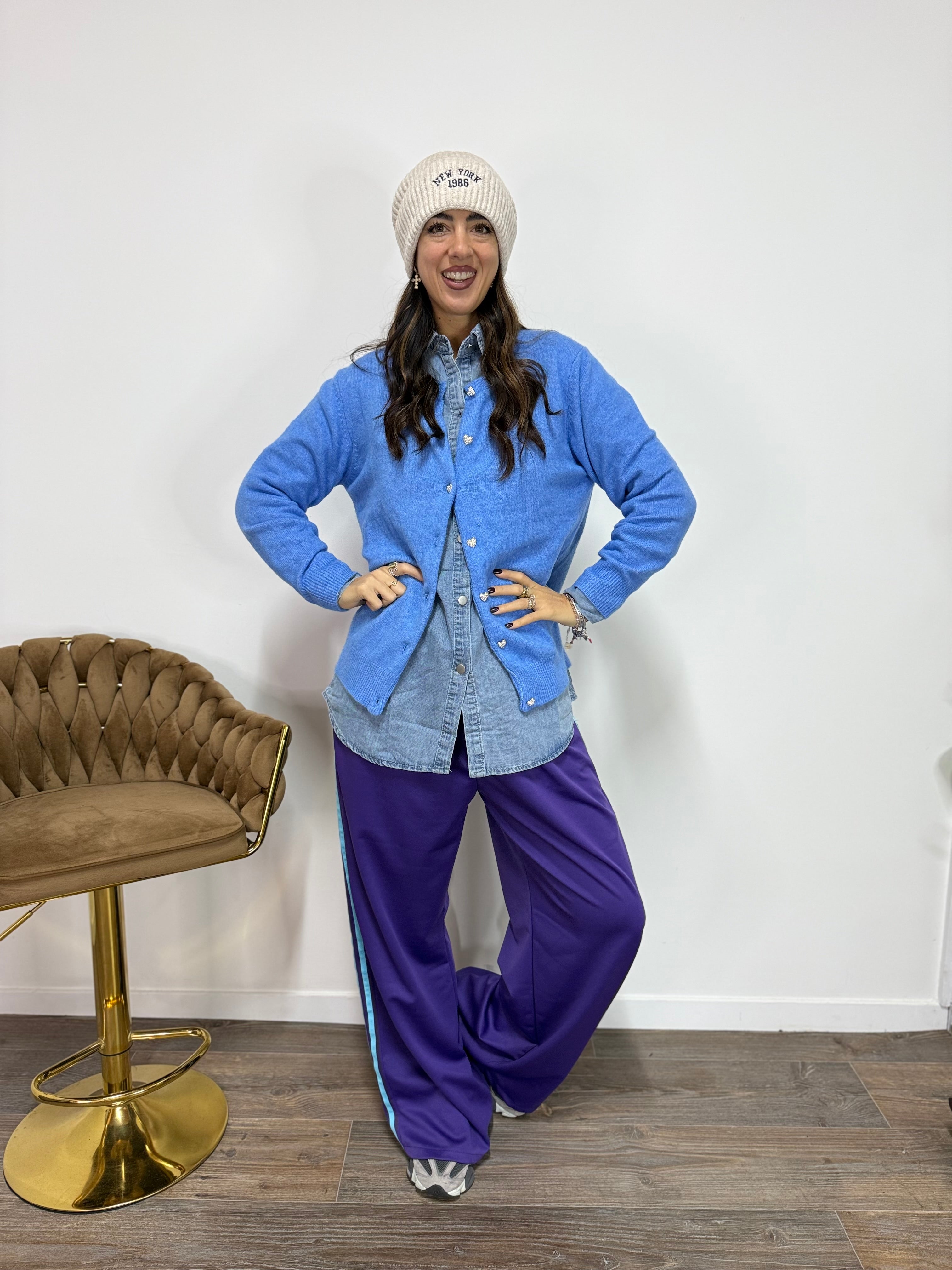 Cardigan CuoreStrass Azzurro