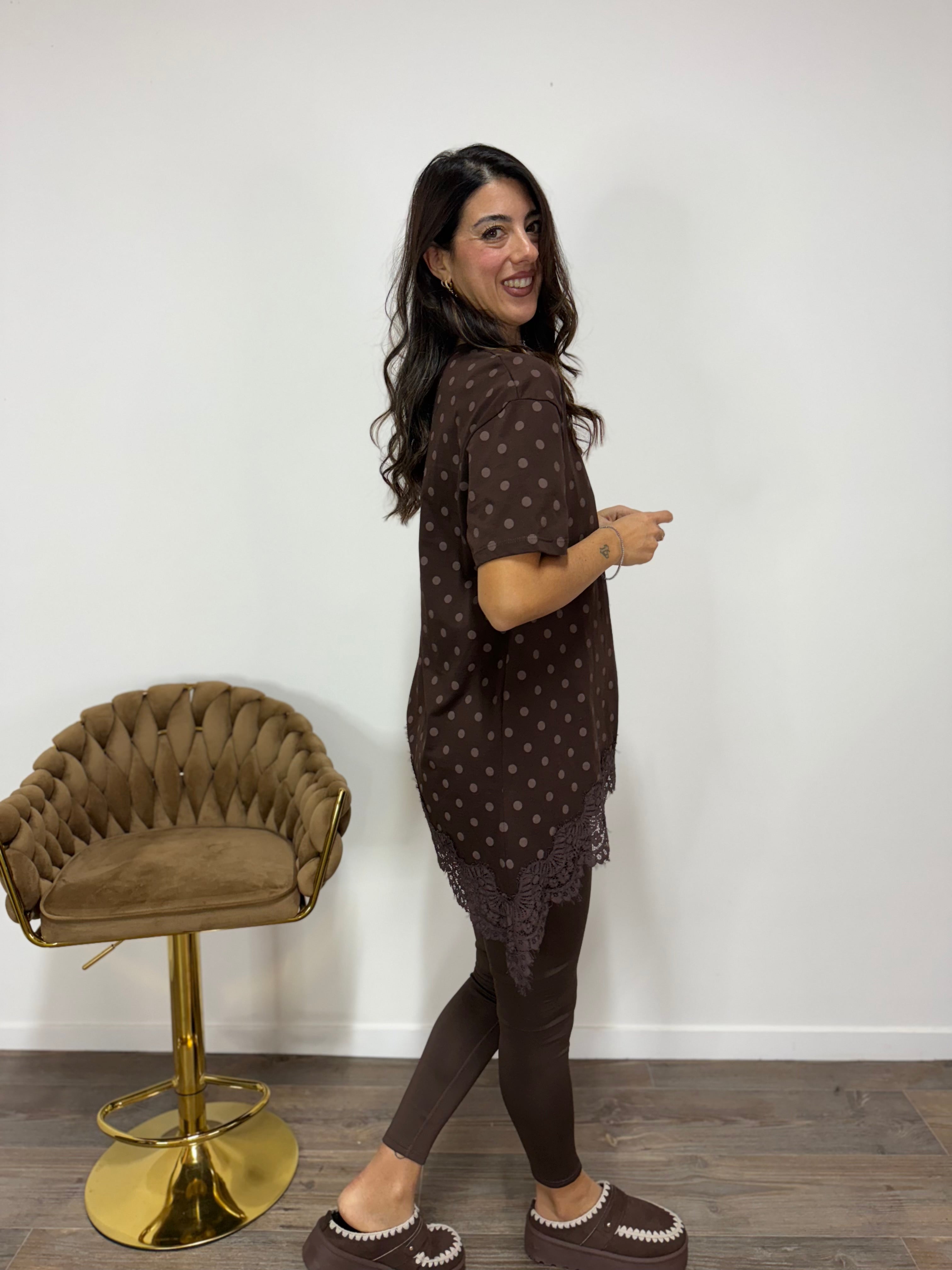 T-Shirt Lingerie Pois LUMINA Marrone