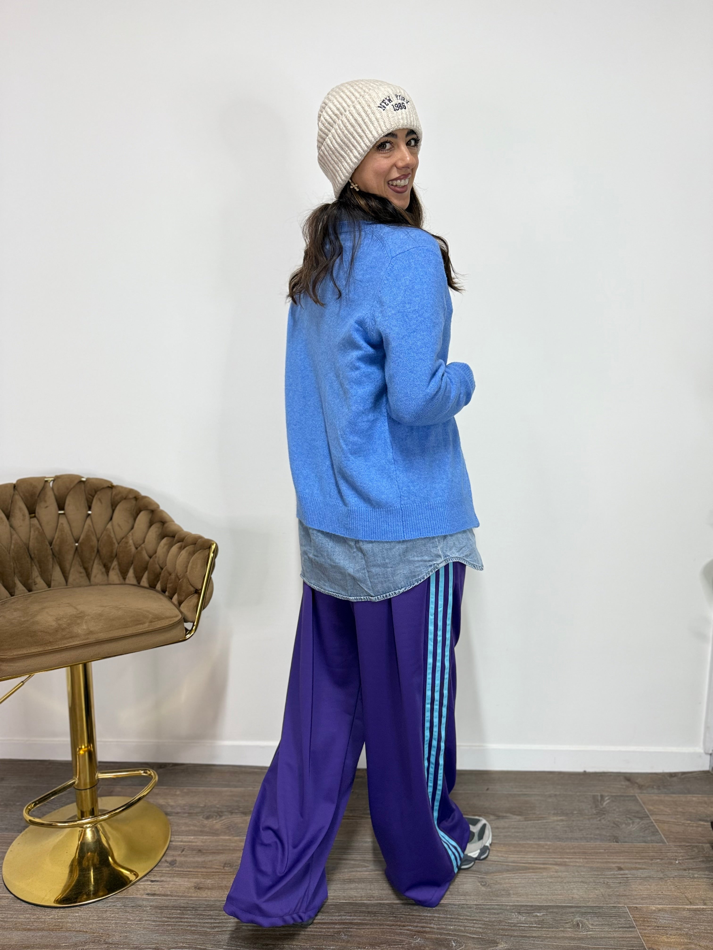 Cardigan CuoreStrass Azzurro