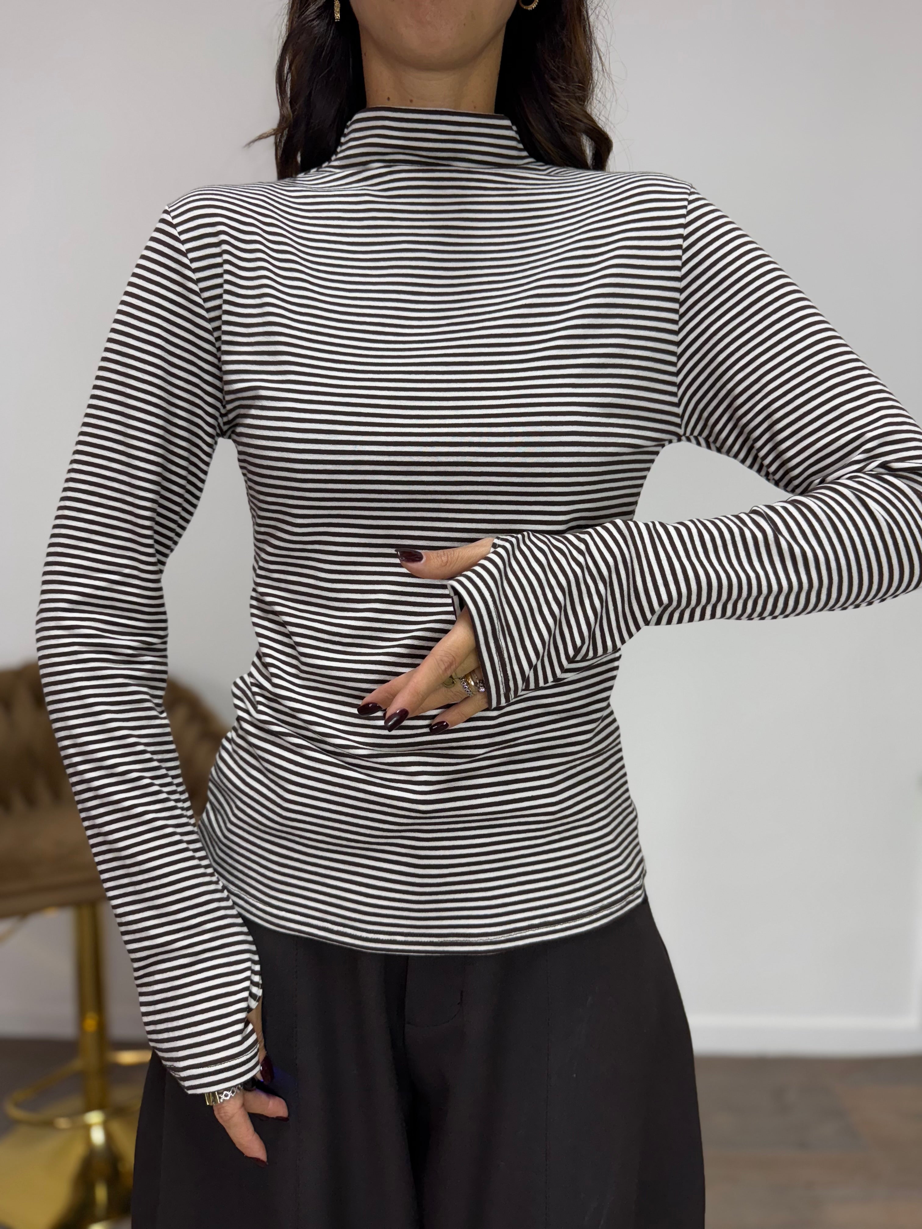 Maglia Ayla Bianca/Marrone