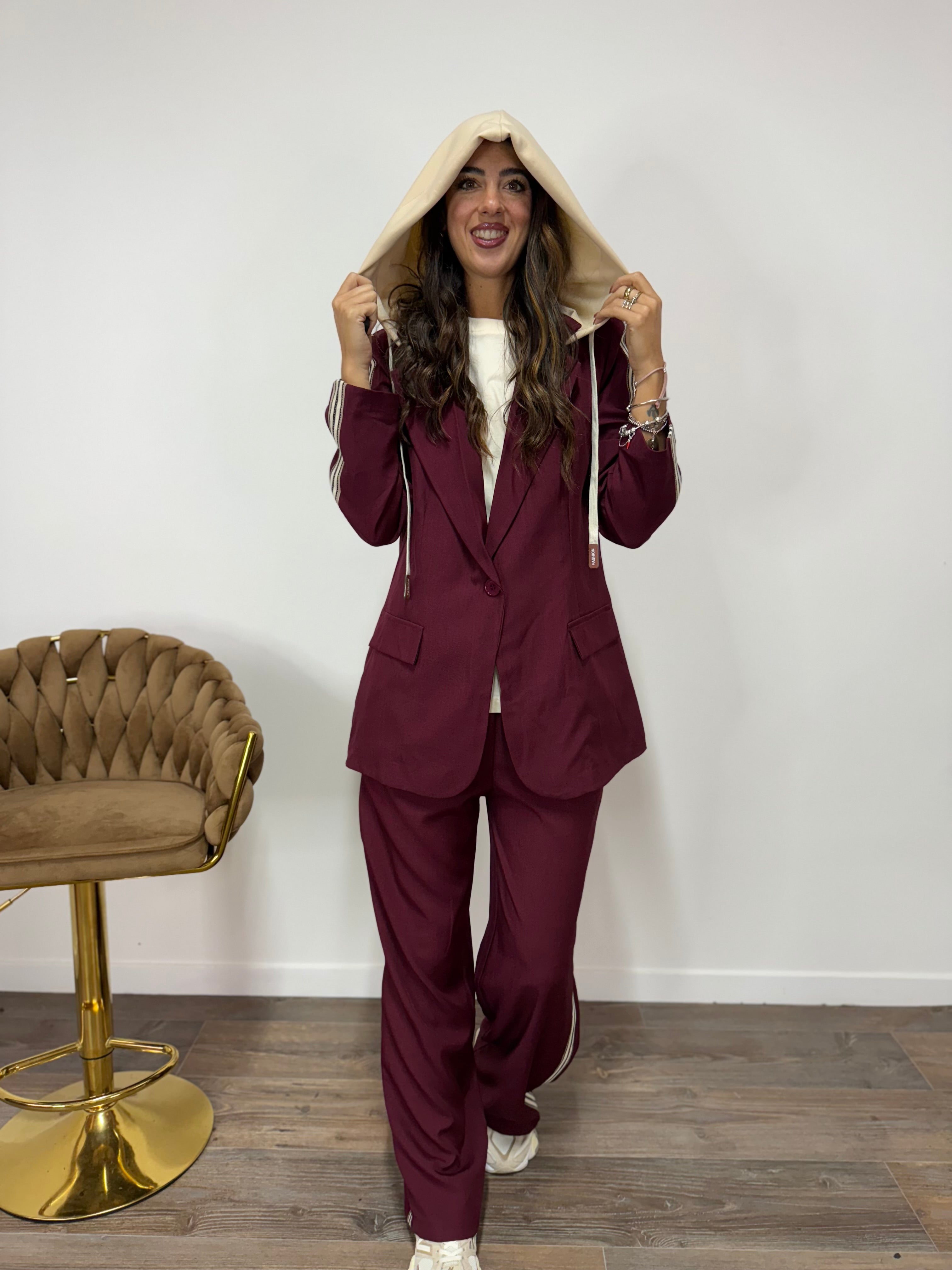 Tailleur New Jersey Bordeaux
