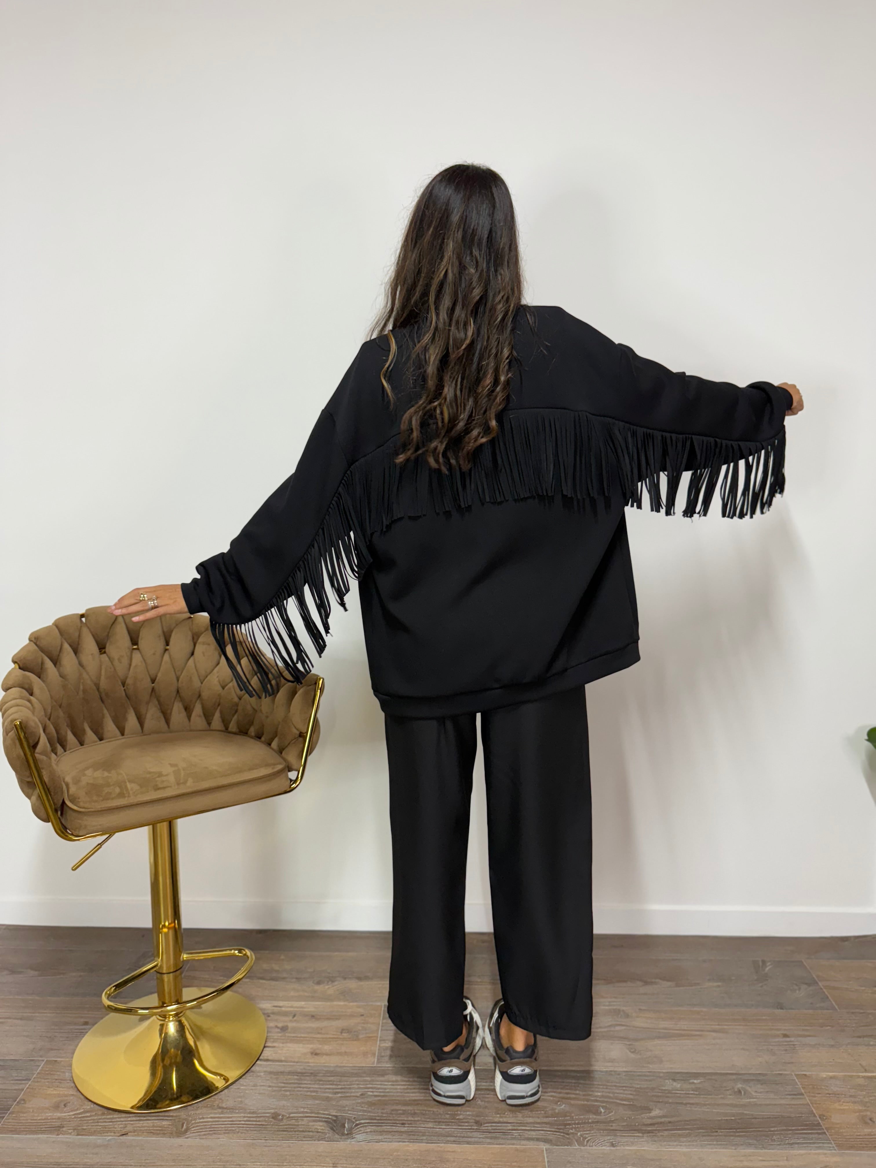 Cardigan Pocket Frange LUMINA Nero