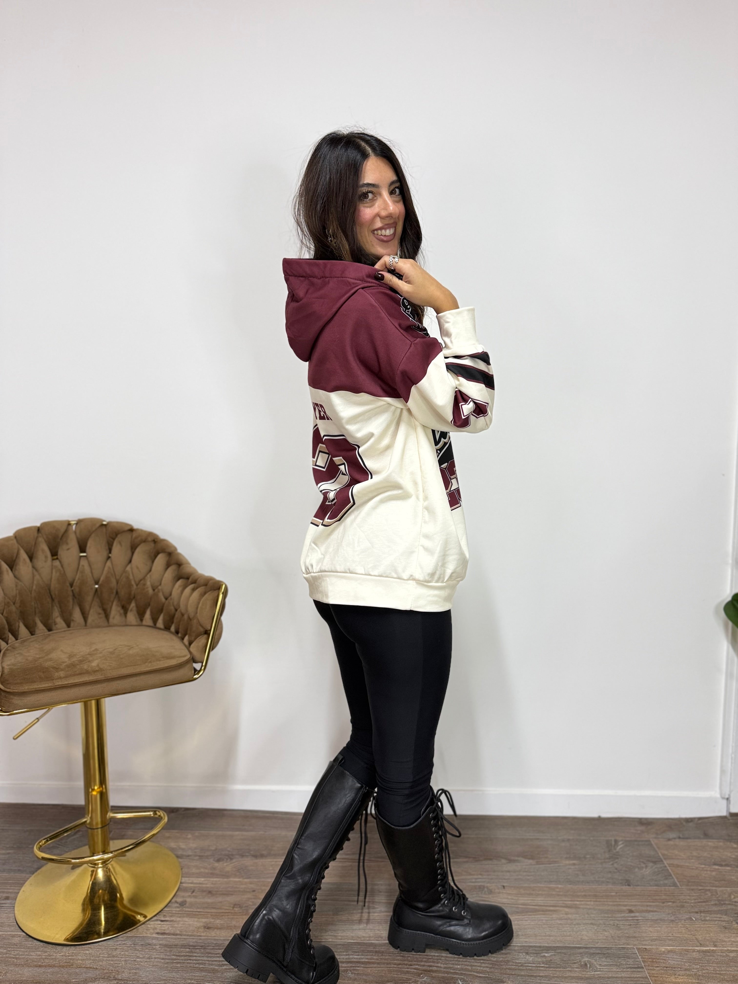 Felpa Cappuccio California Bordeuax