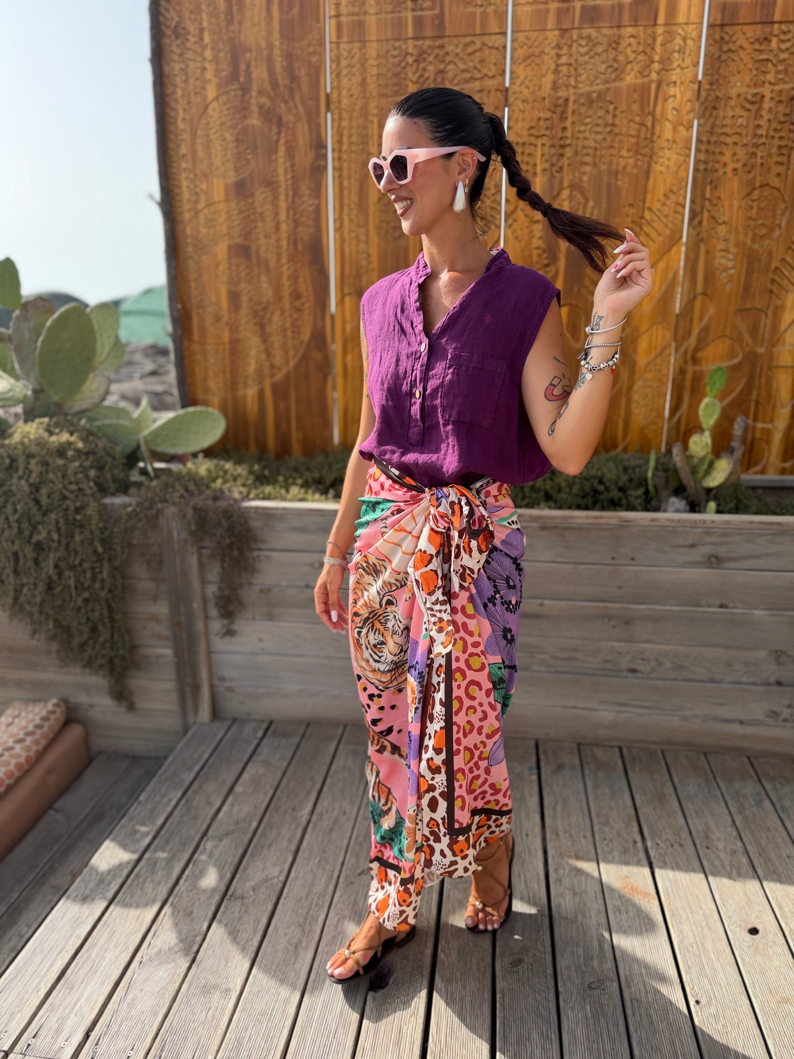 Blusa Puro Lino Magenta