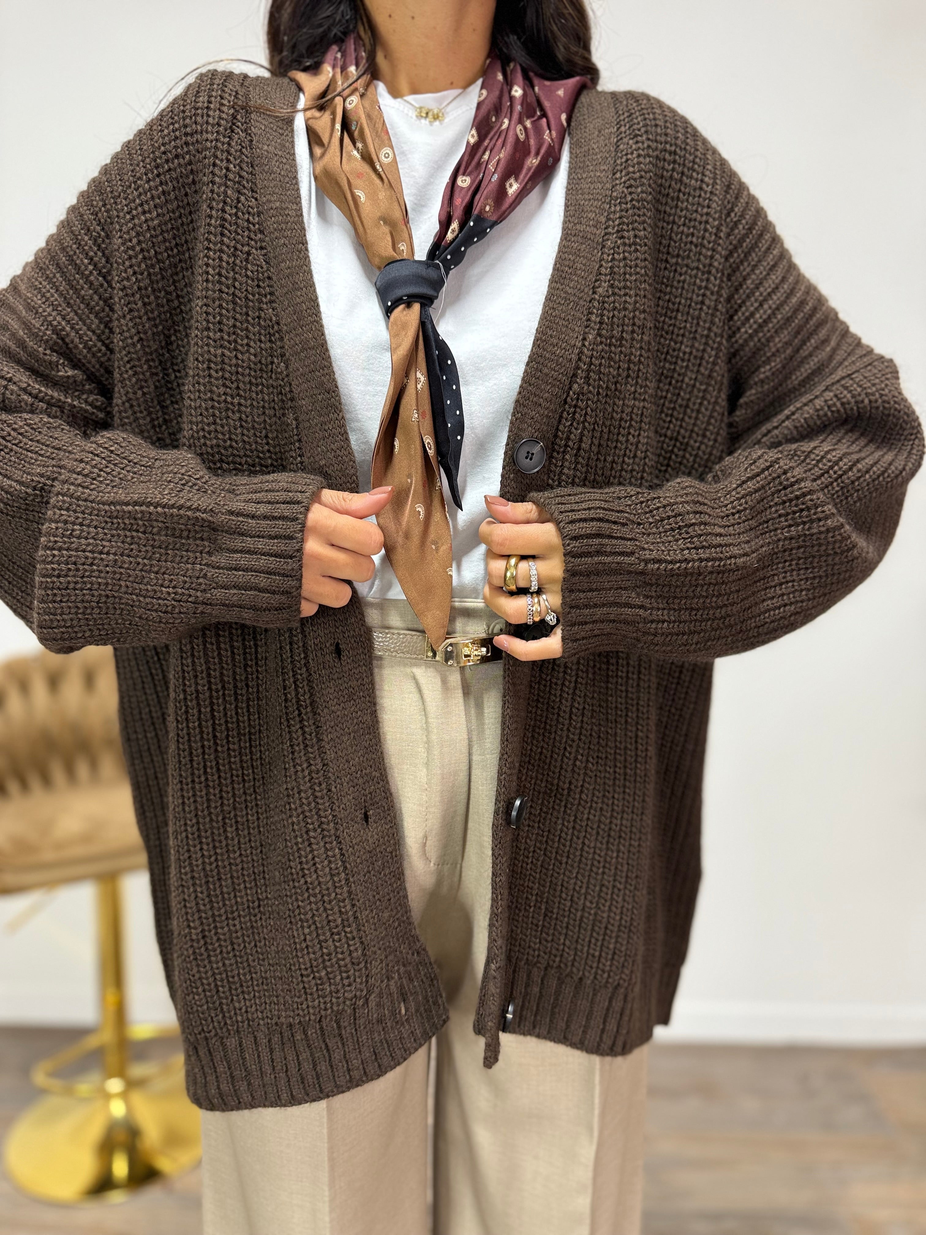 Cardigan Foulard LUMINA Marrone