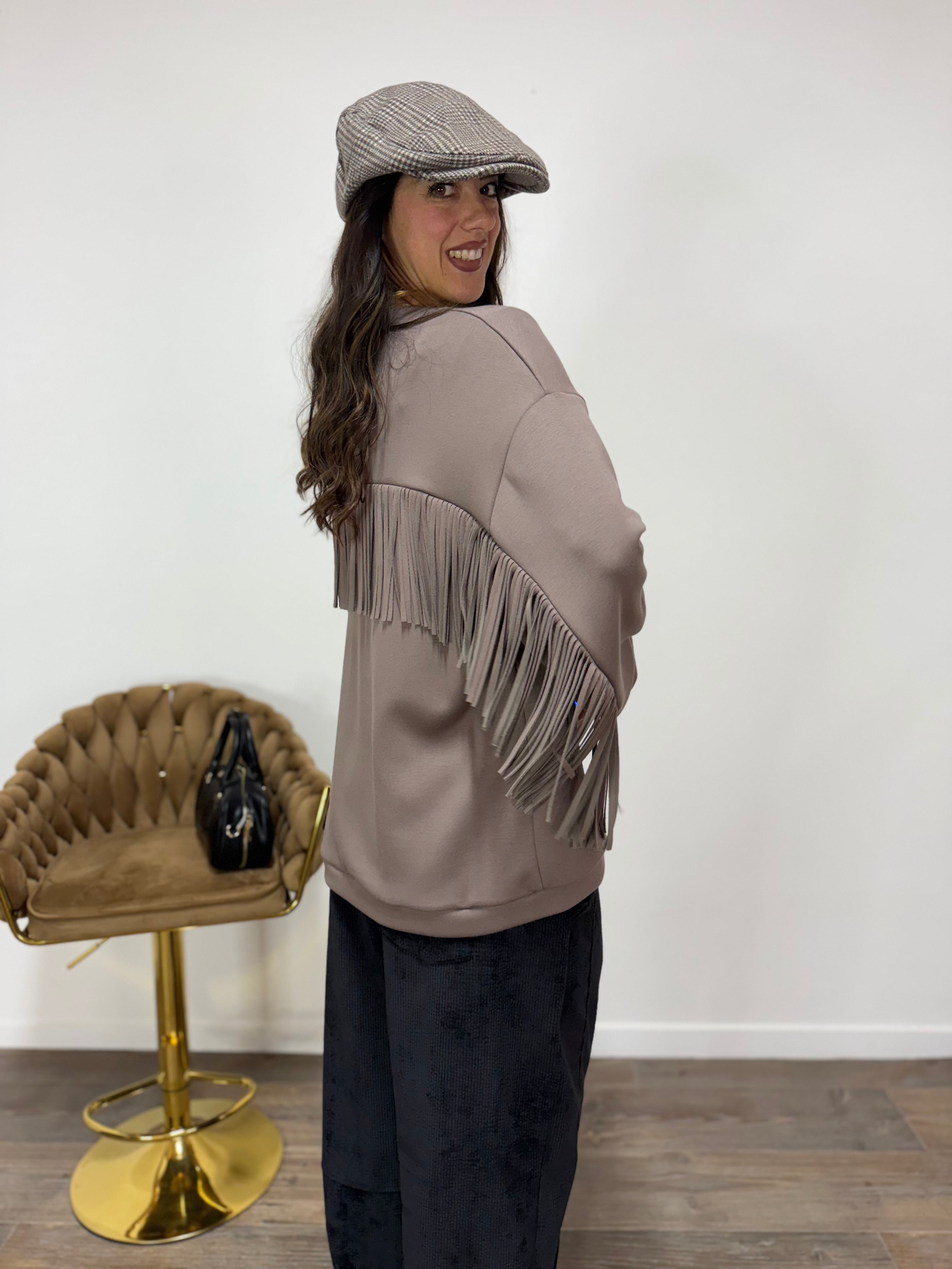 Cardigan Pocket Frange LUMINA Fango