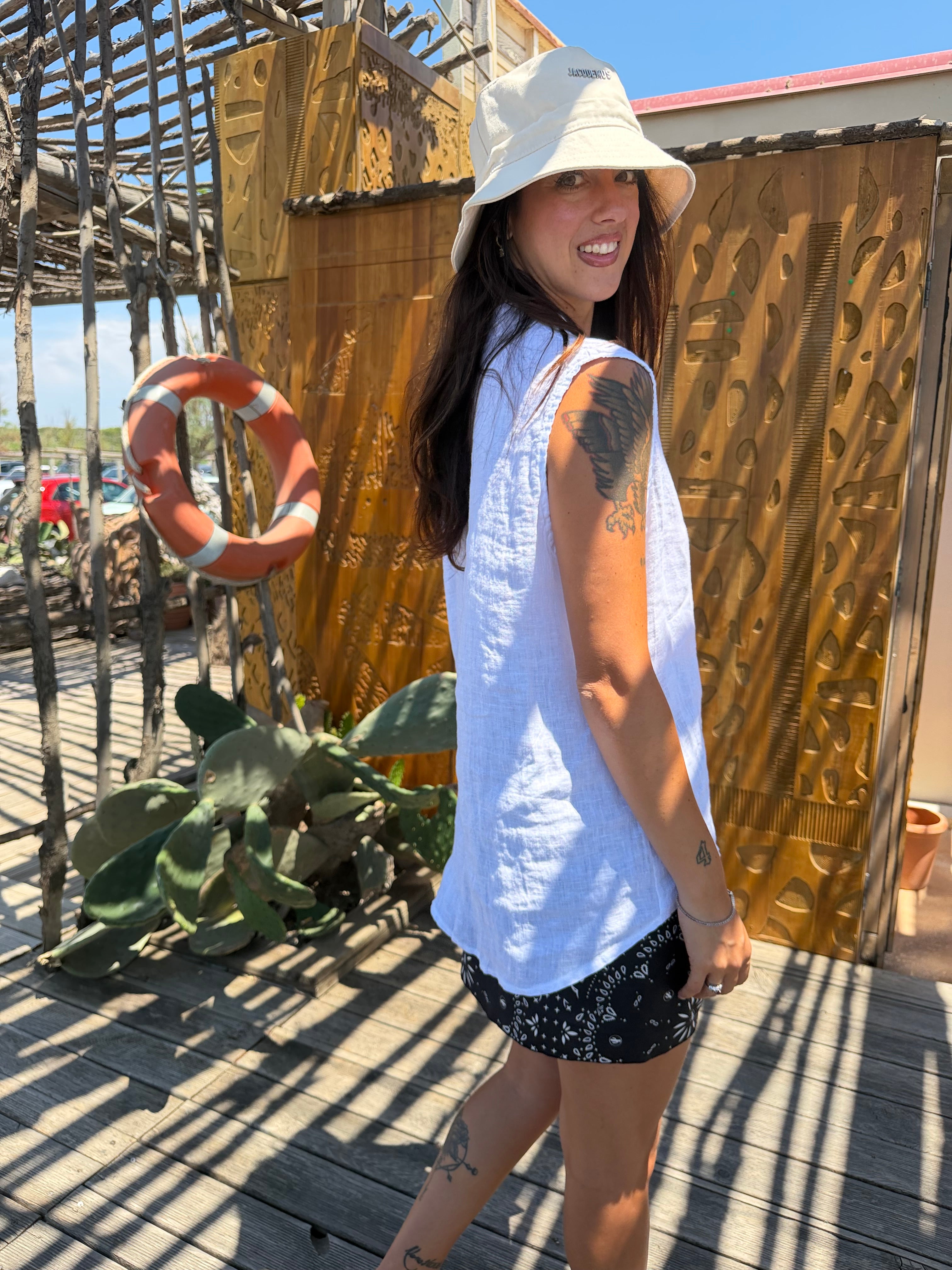 Blusa Puro Lino Bianca