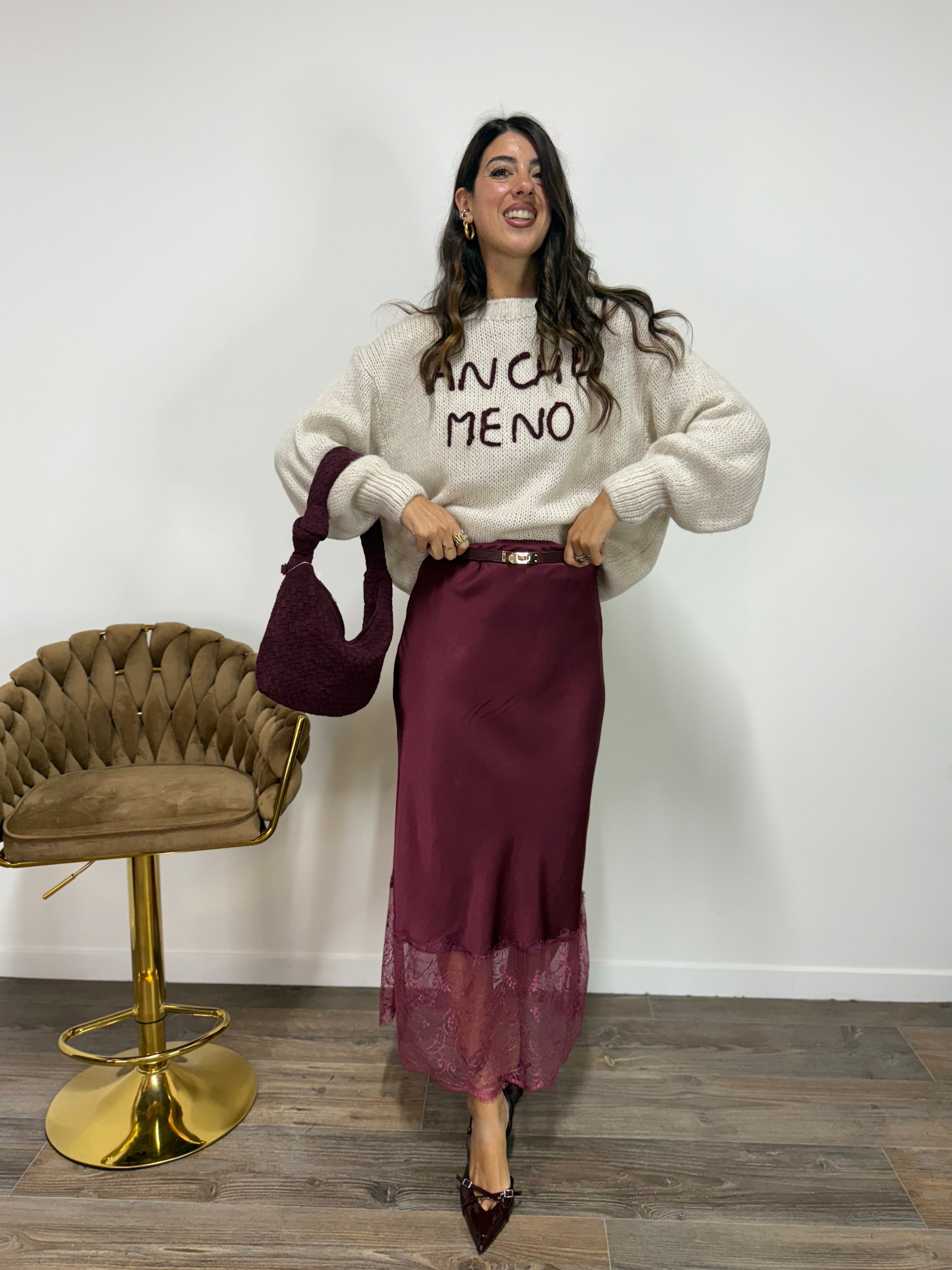 Longuette Pizzo di Riflesso Bordeaux