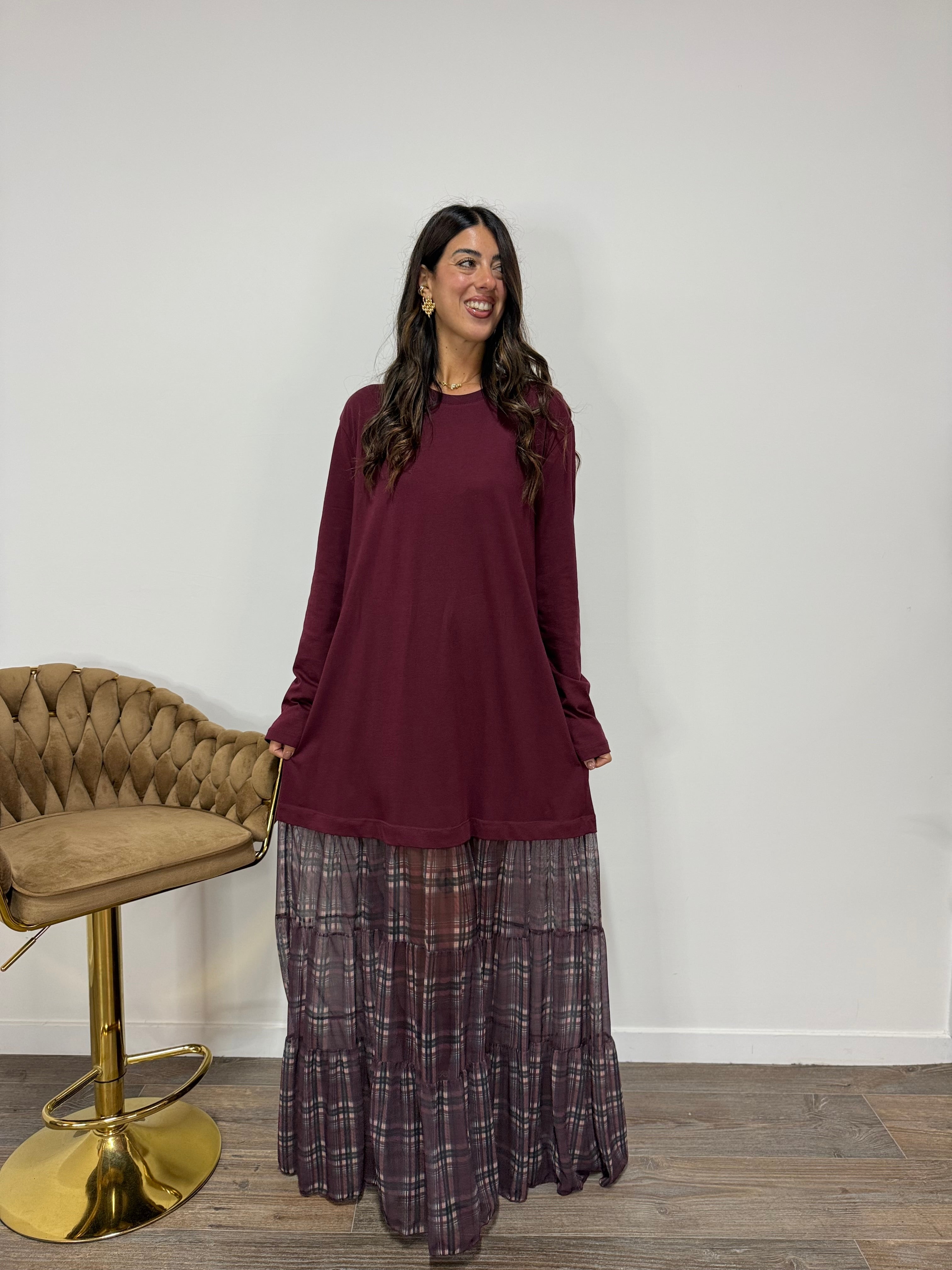Abito Kilt LUMINA Bordeaux