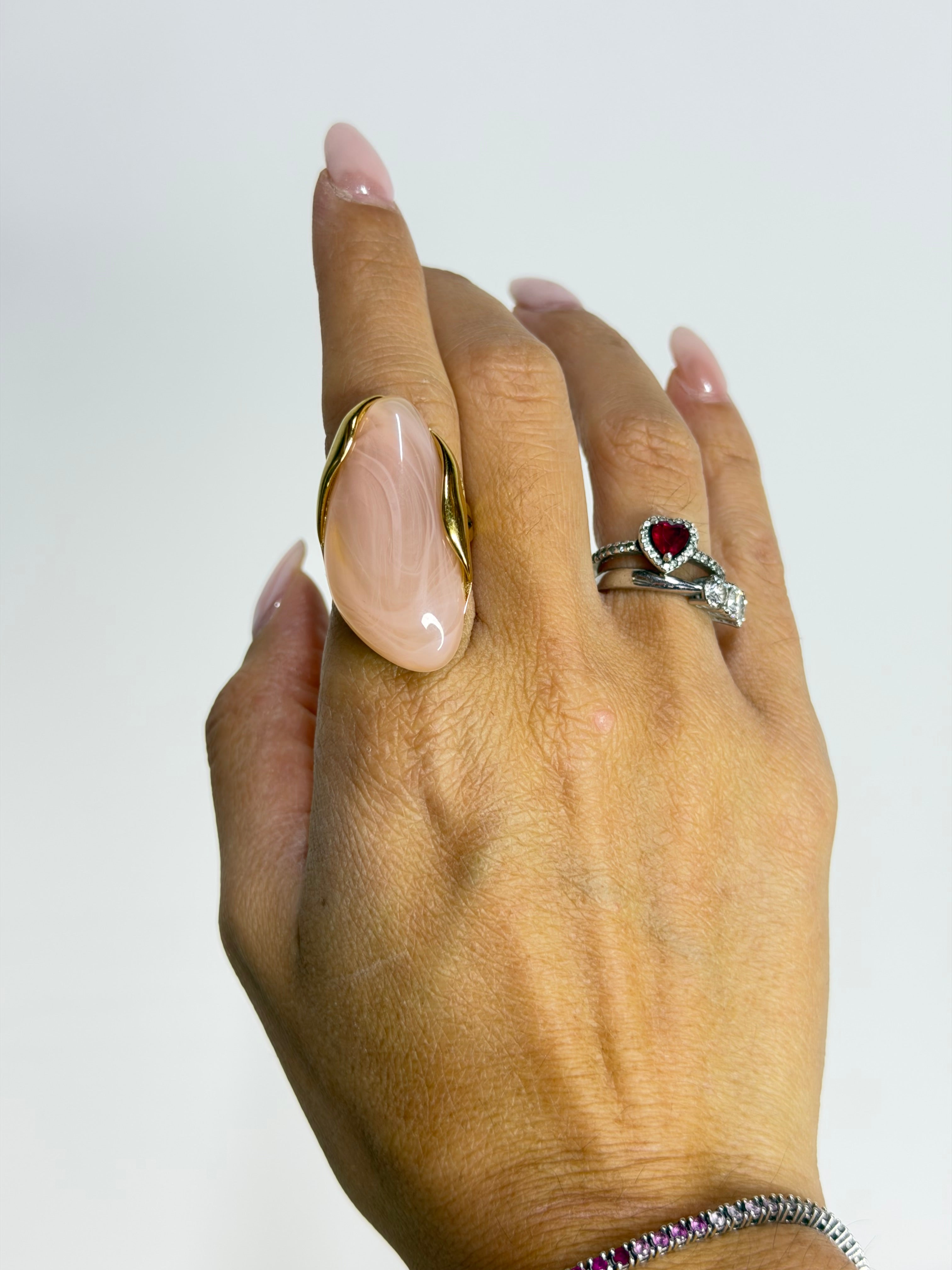 Anello Goccia Rosa