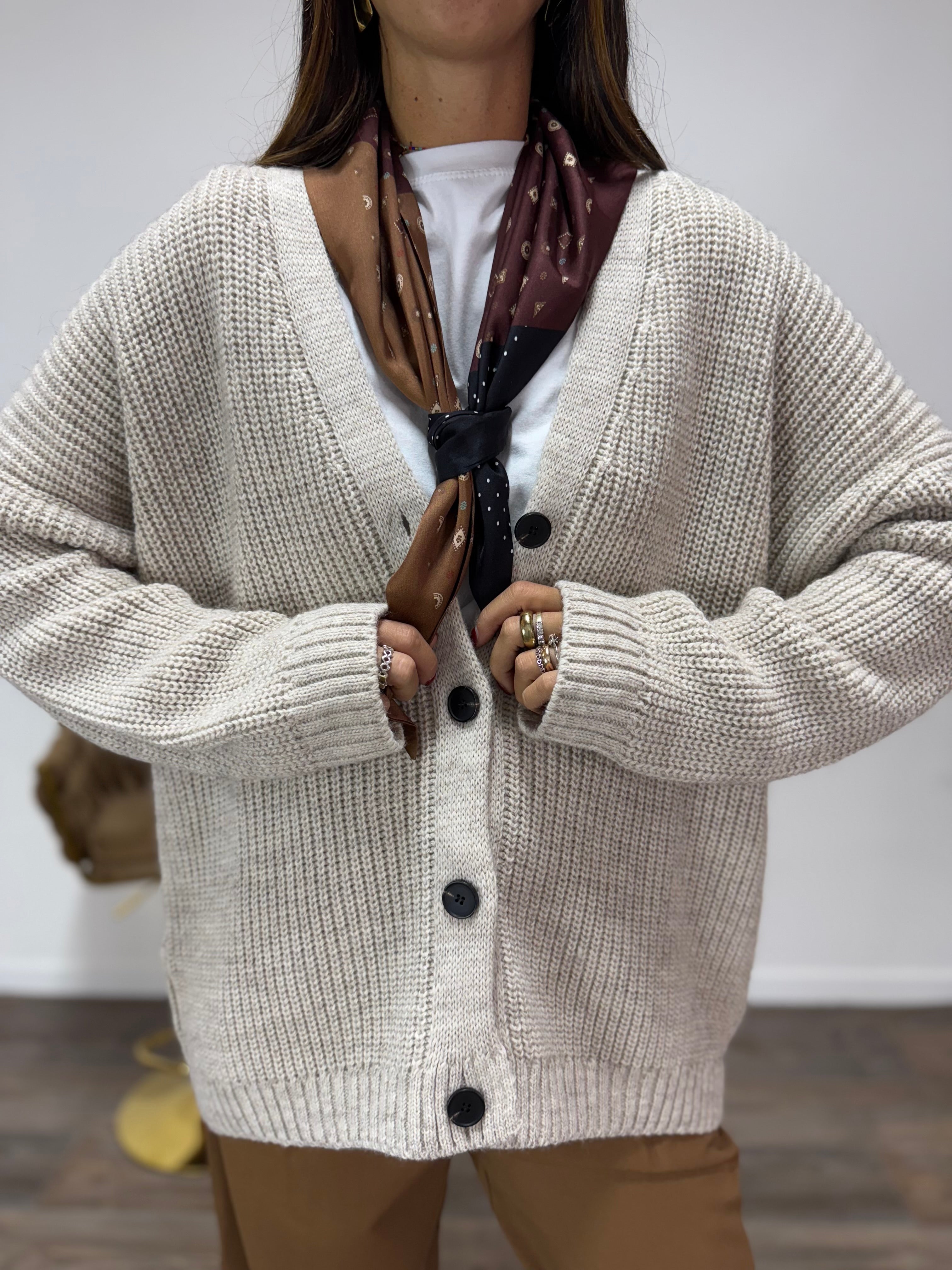 Cardigan Foulard LUMINA Fango