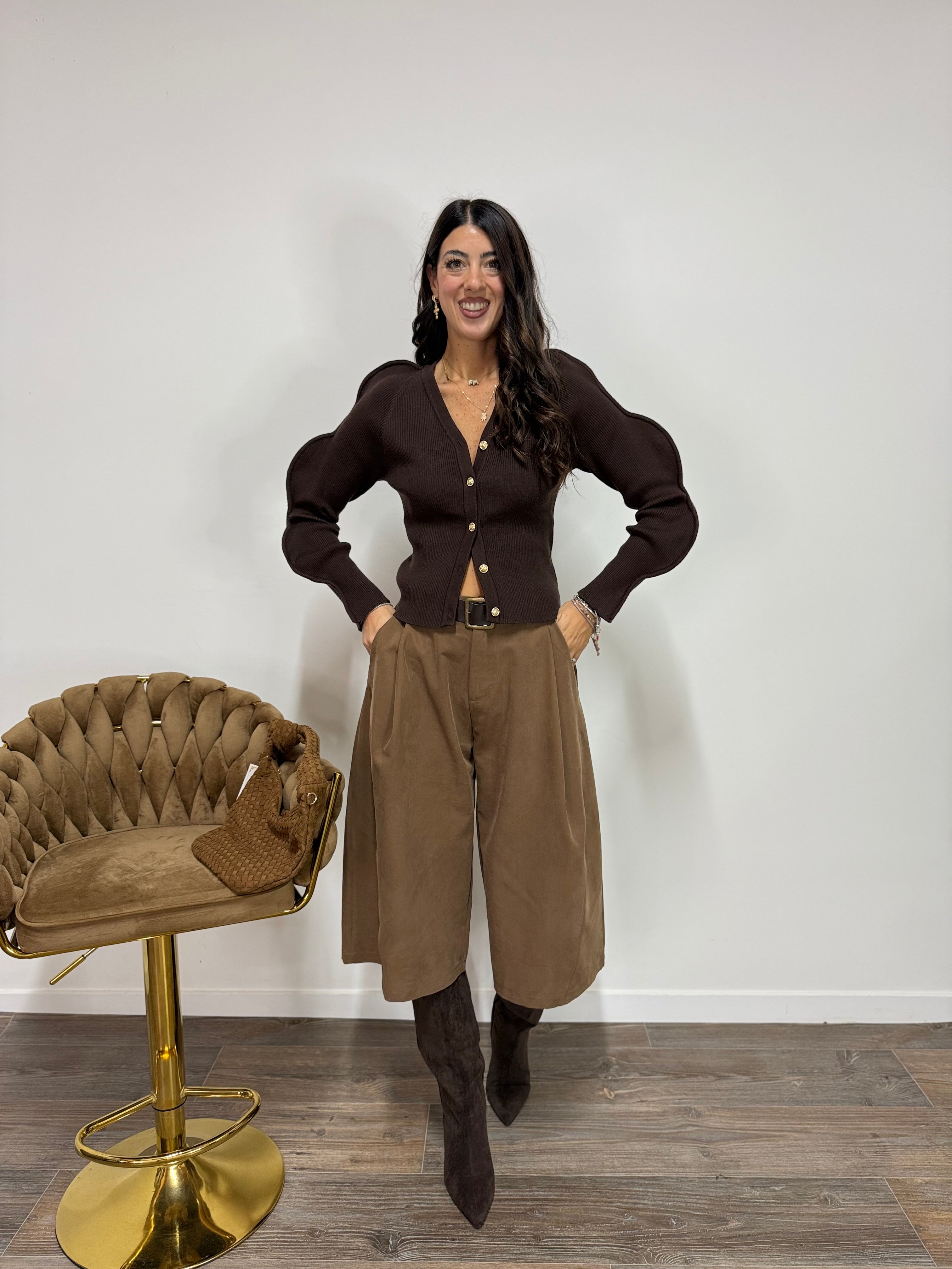 Cardigan Volumé Marrone