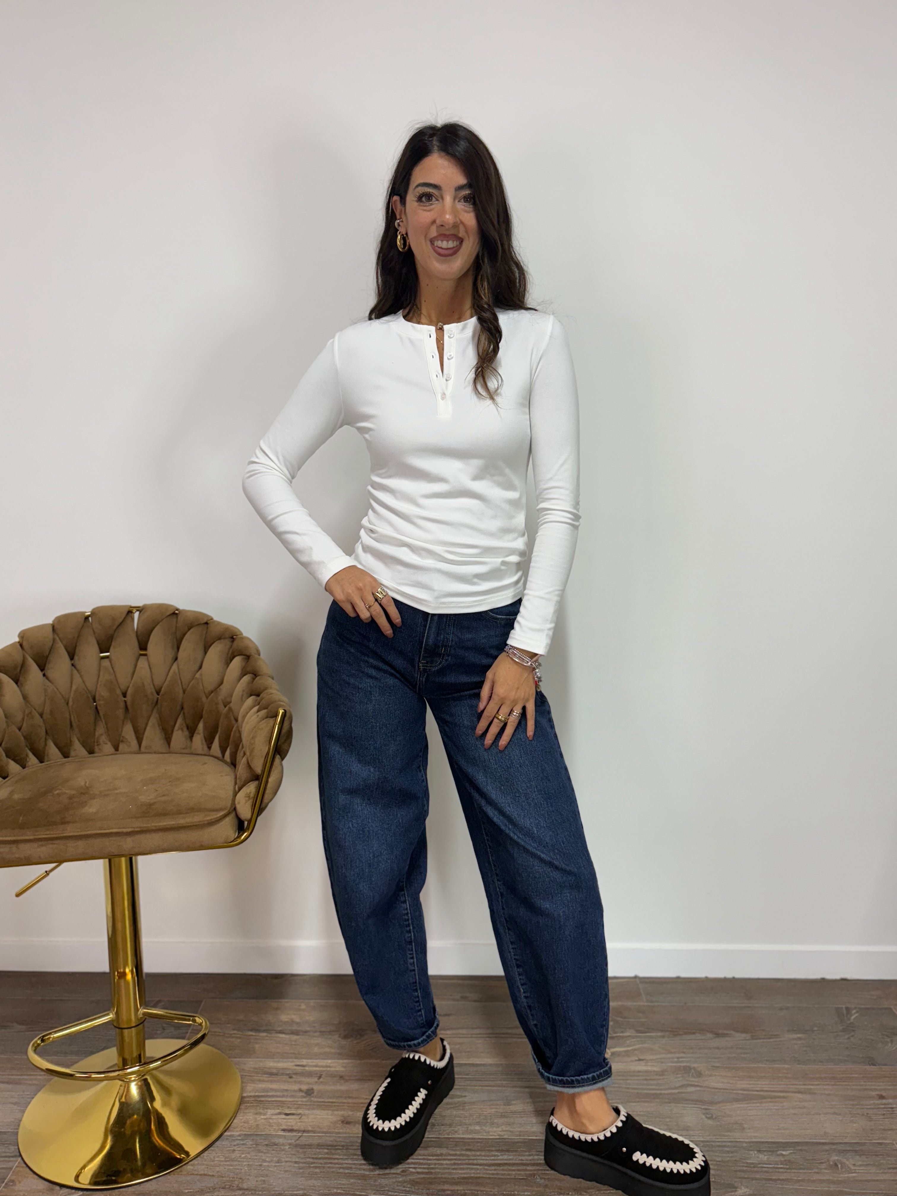 Maglia Bottoncini LUMINA Bianca