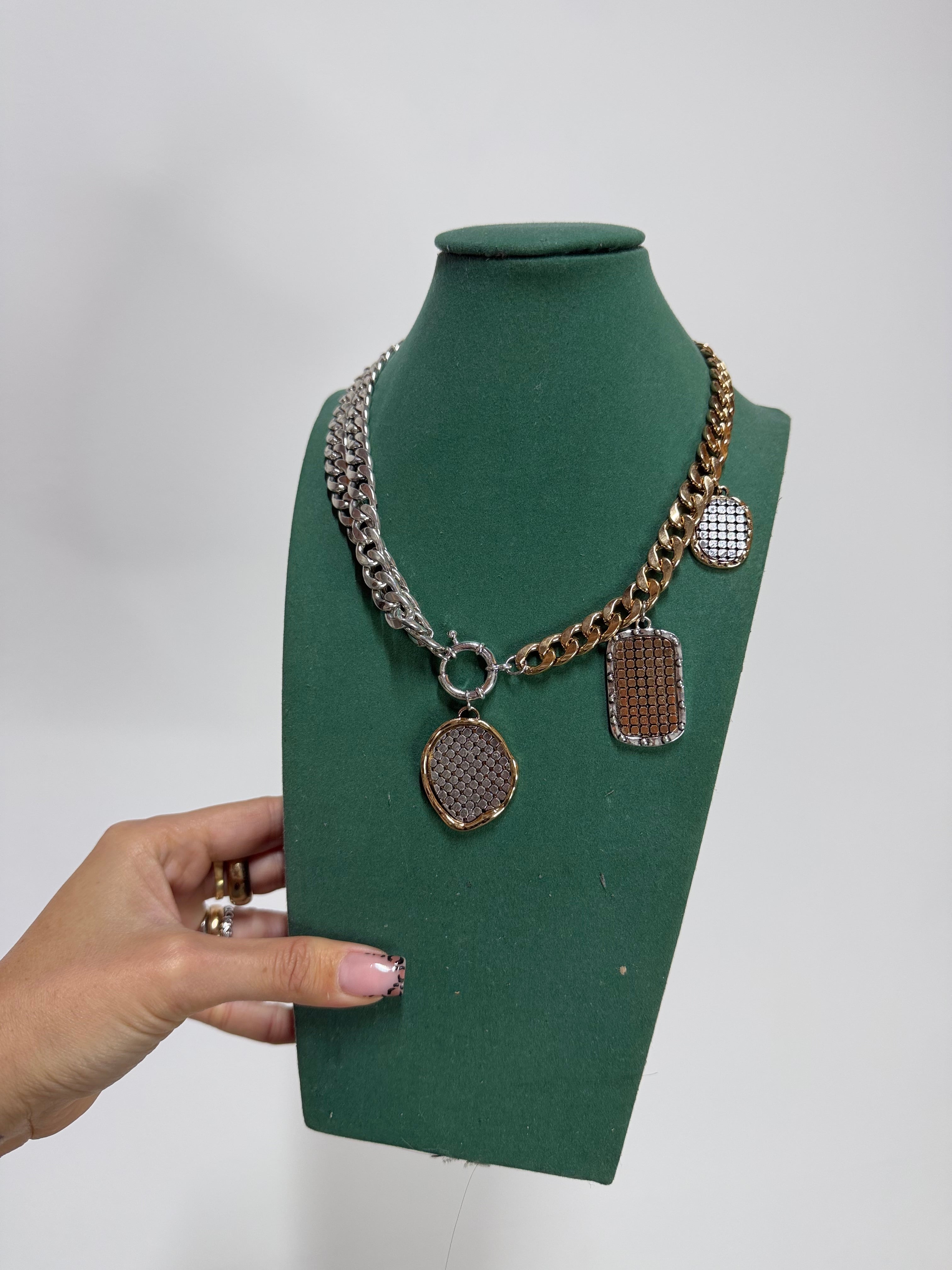 Collana Medalla Gold & Silver