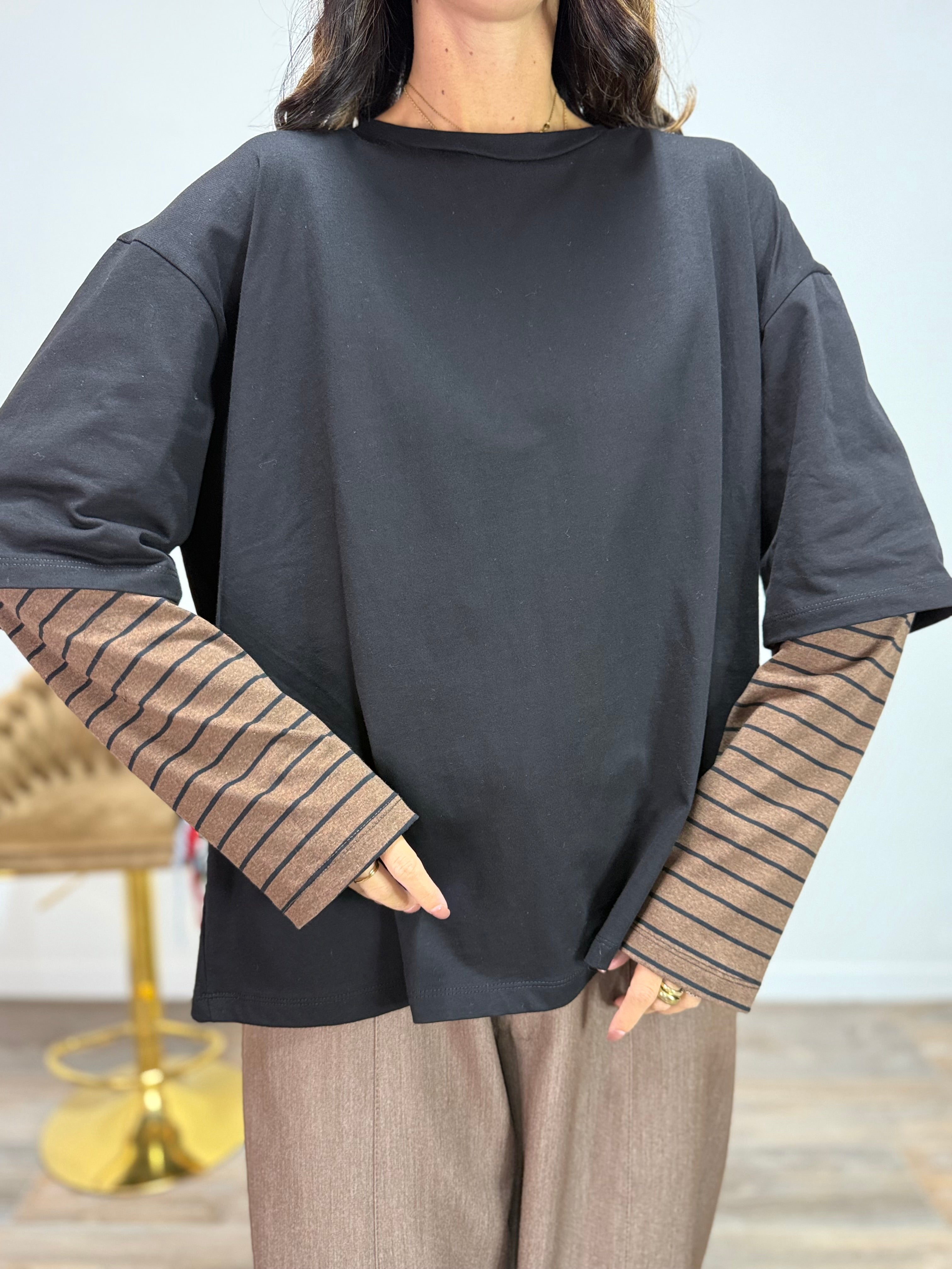 Maglia Stripped Nera JUST WEST