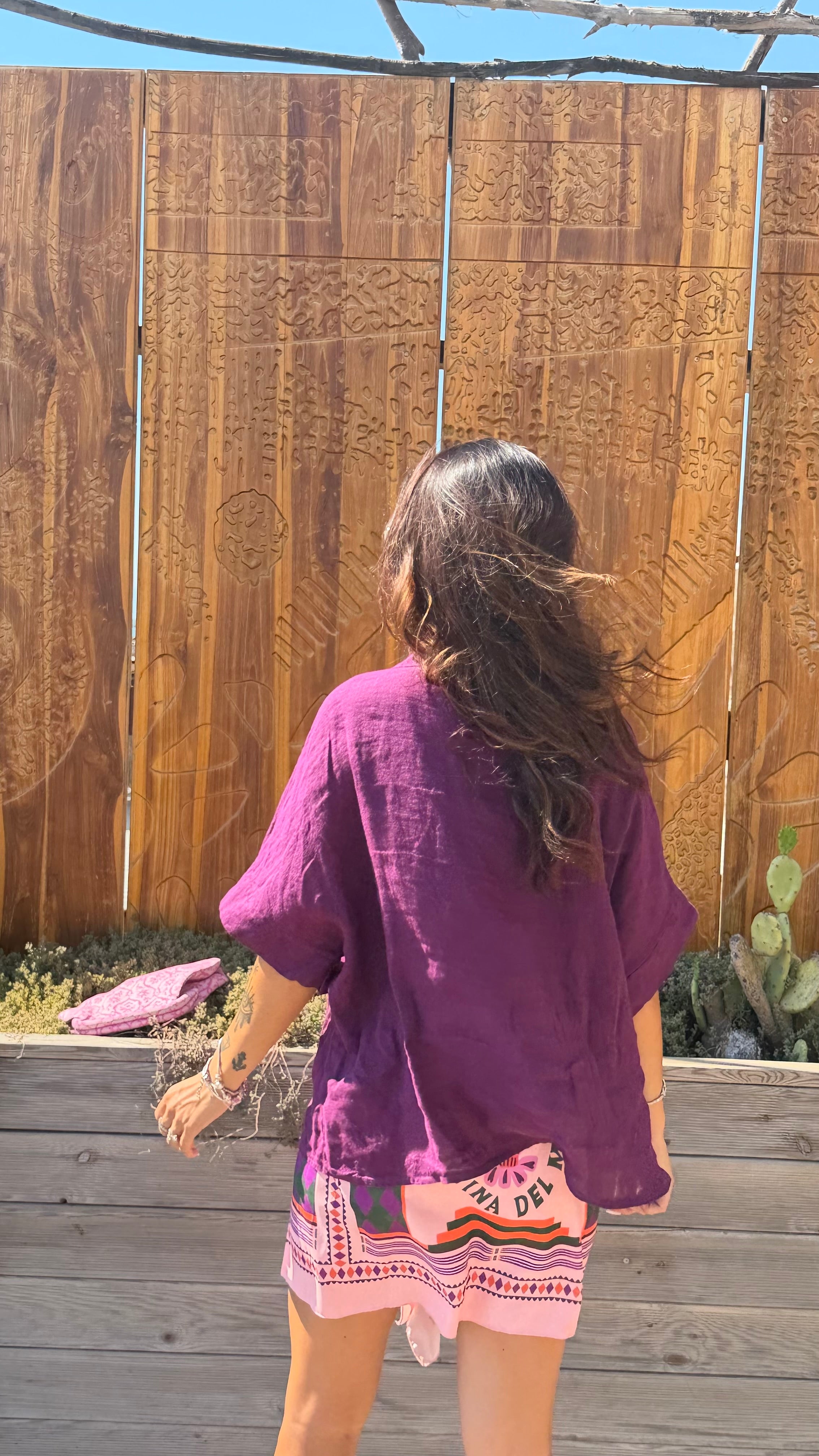 Camicia Puro Lino Magenta