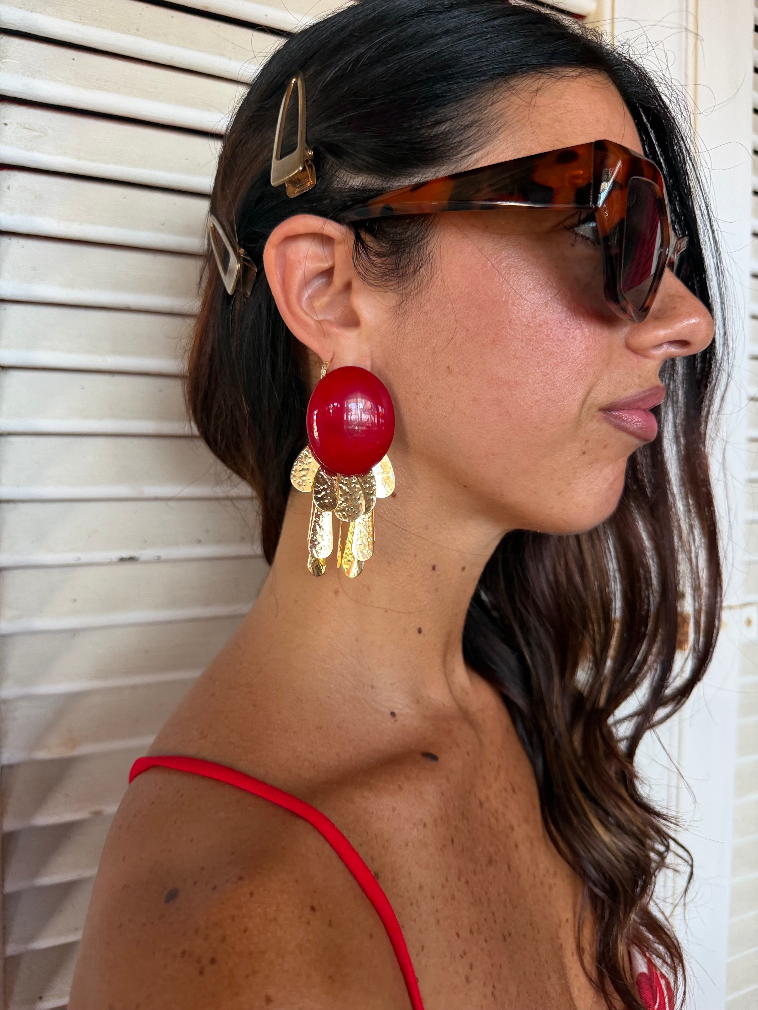 Orecchini Botton Red