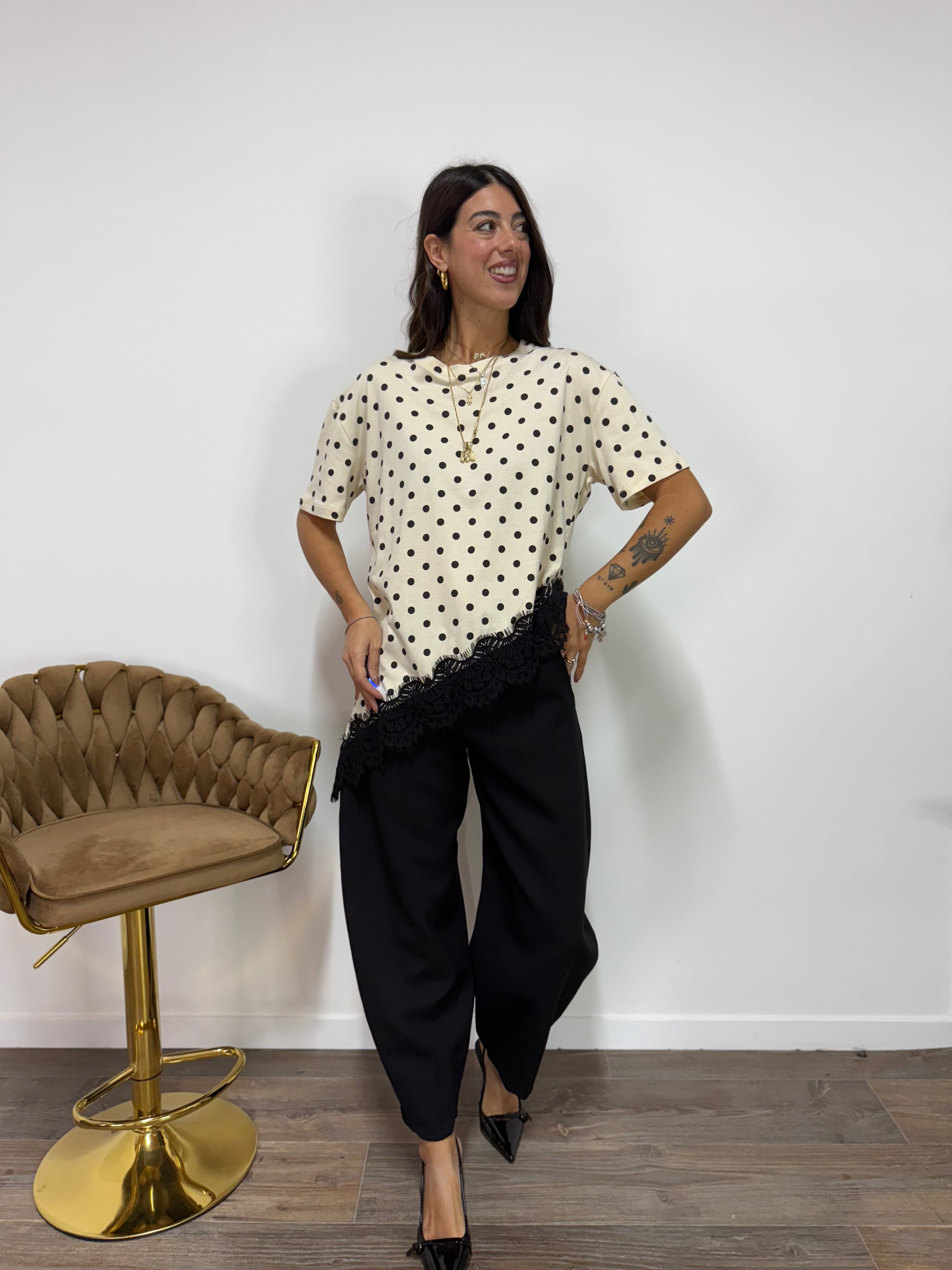 T-Shirt Lingerie Pois LUMINA Beige