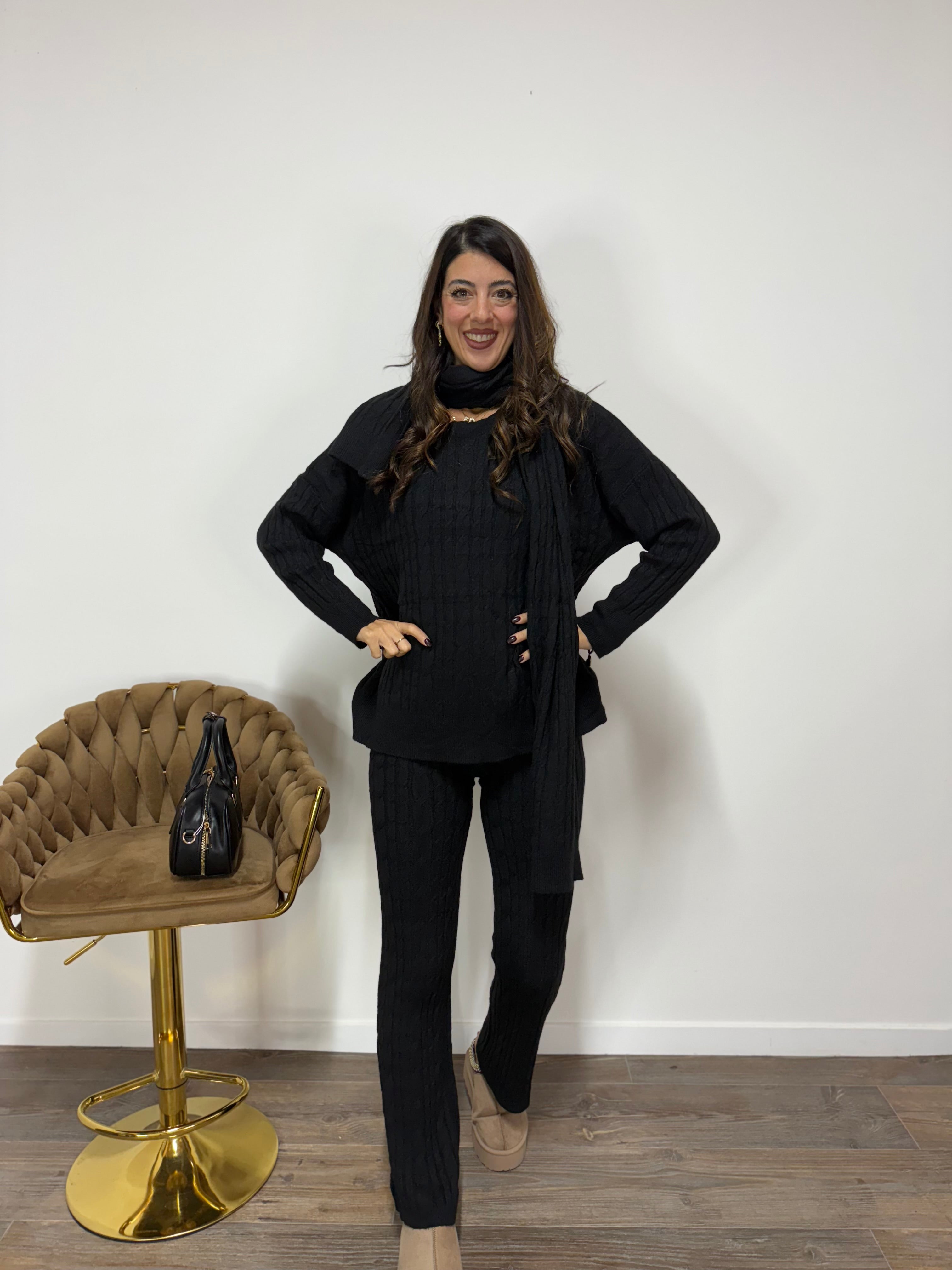 Coordinato Treccia Nero