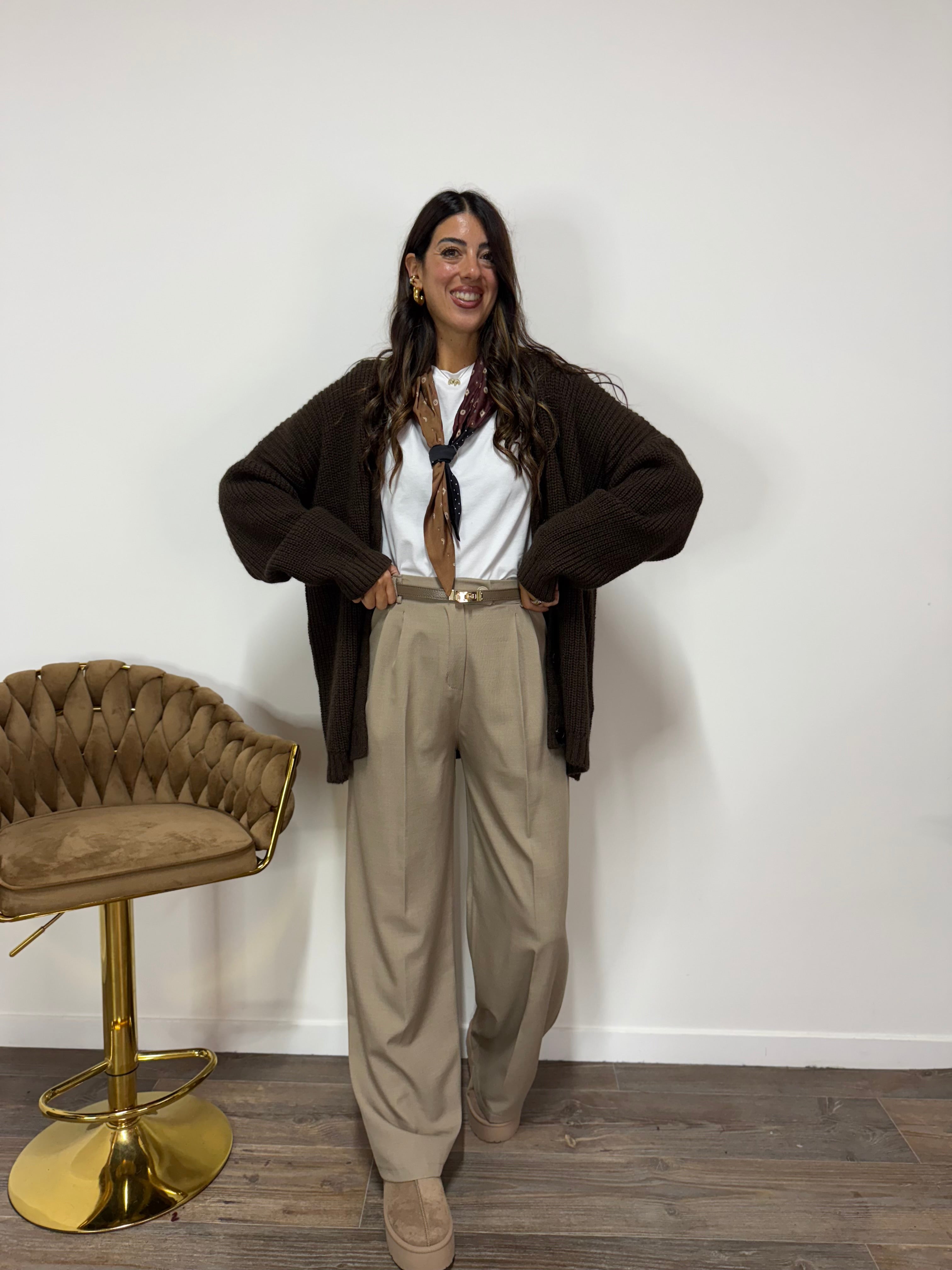 Cardigan Foulard LUMINA Marrone