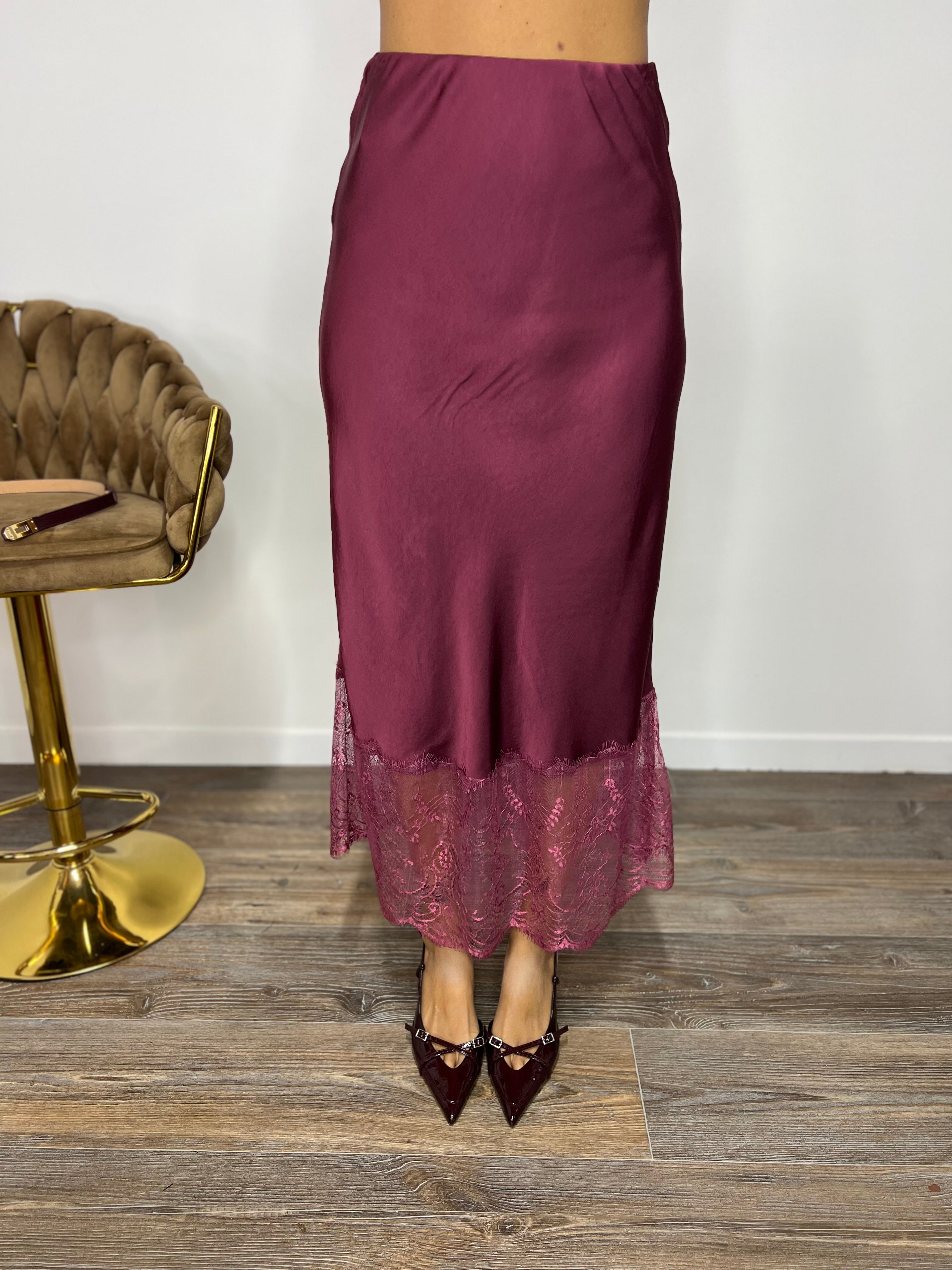 Longuette Pizzo di Riflesso Bordeaux