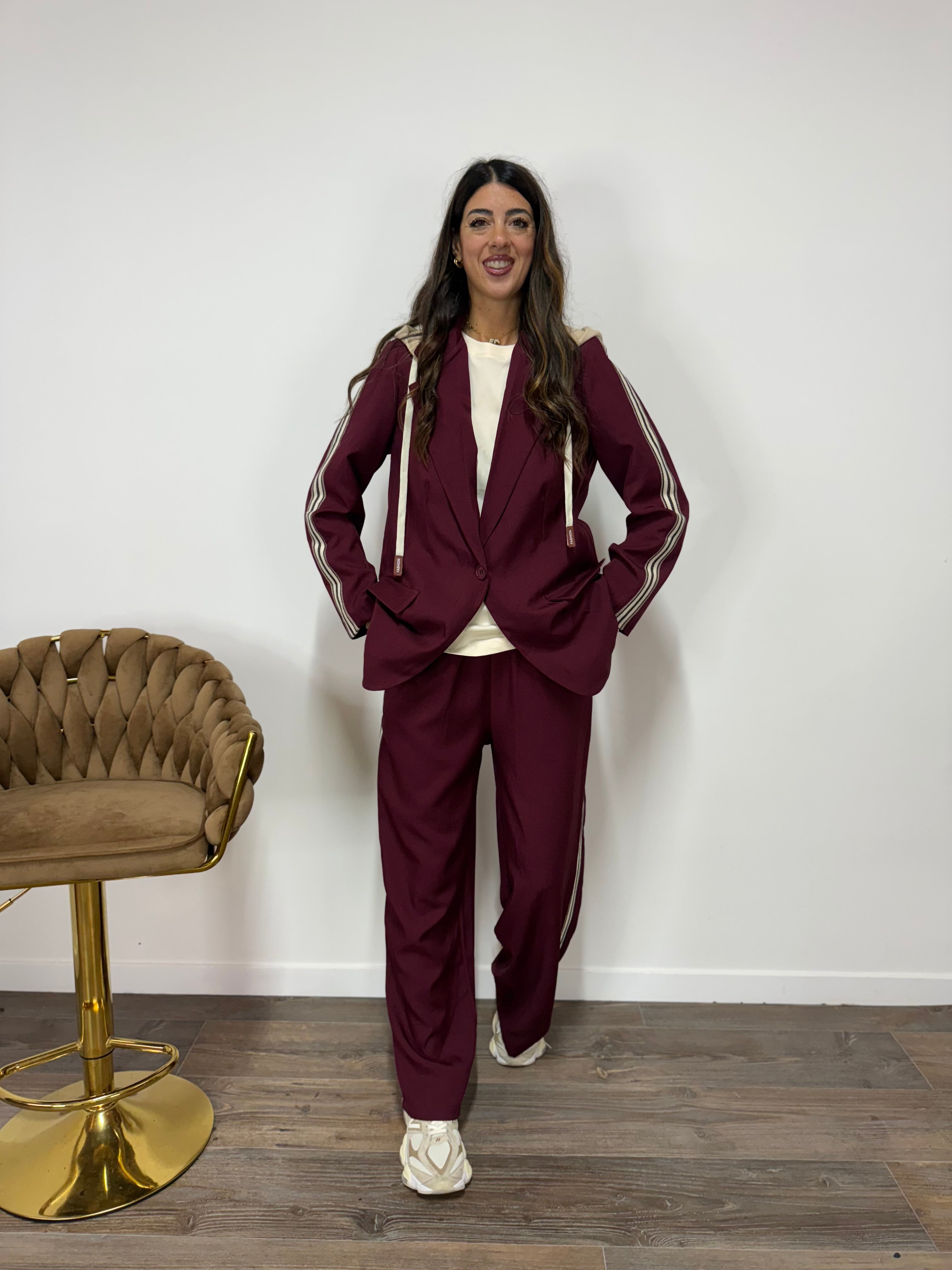 Tailleur New Jersey Bordeaux