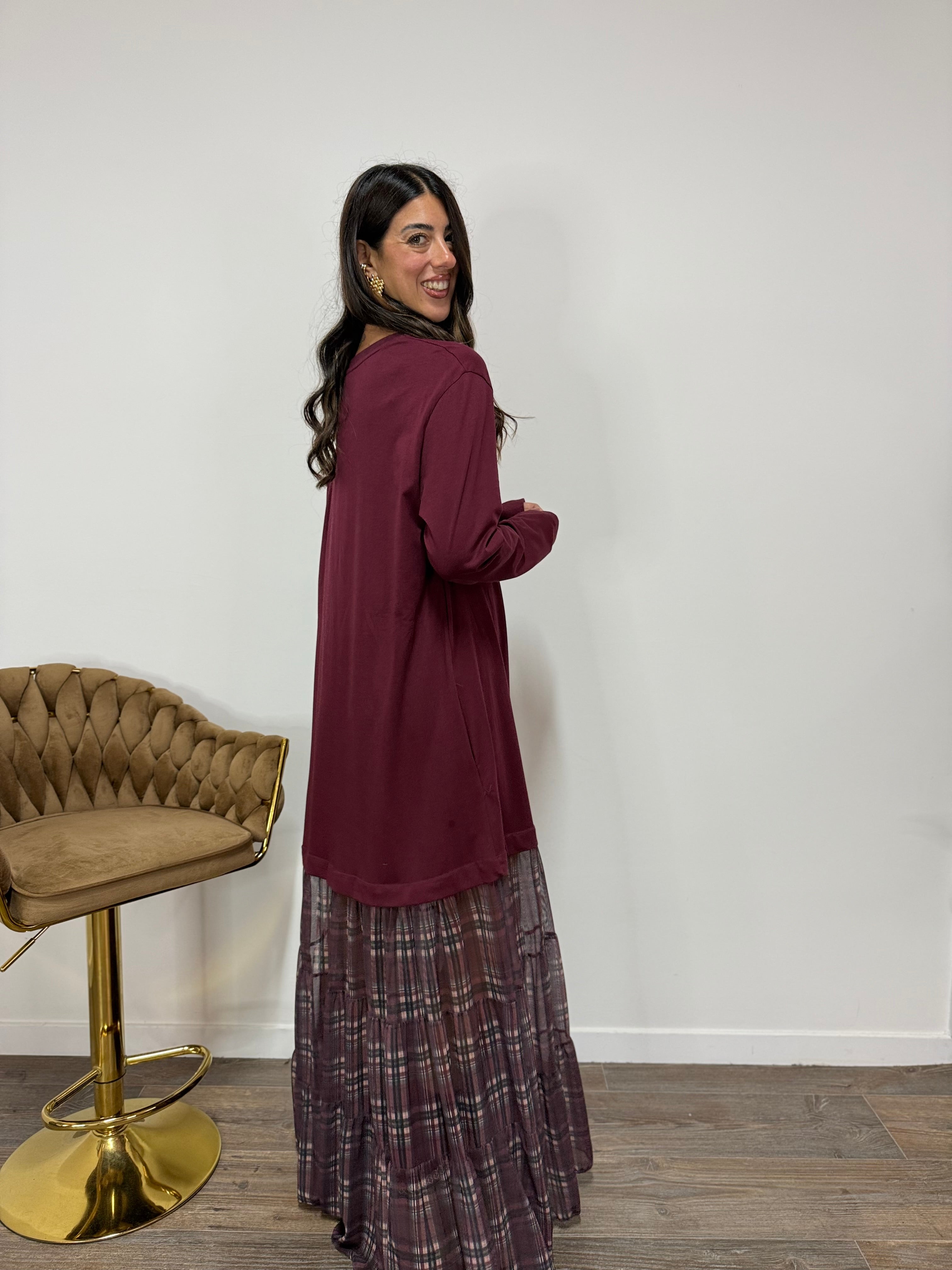 Abito Kilt LUMINA Bordeaux