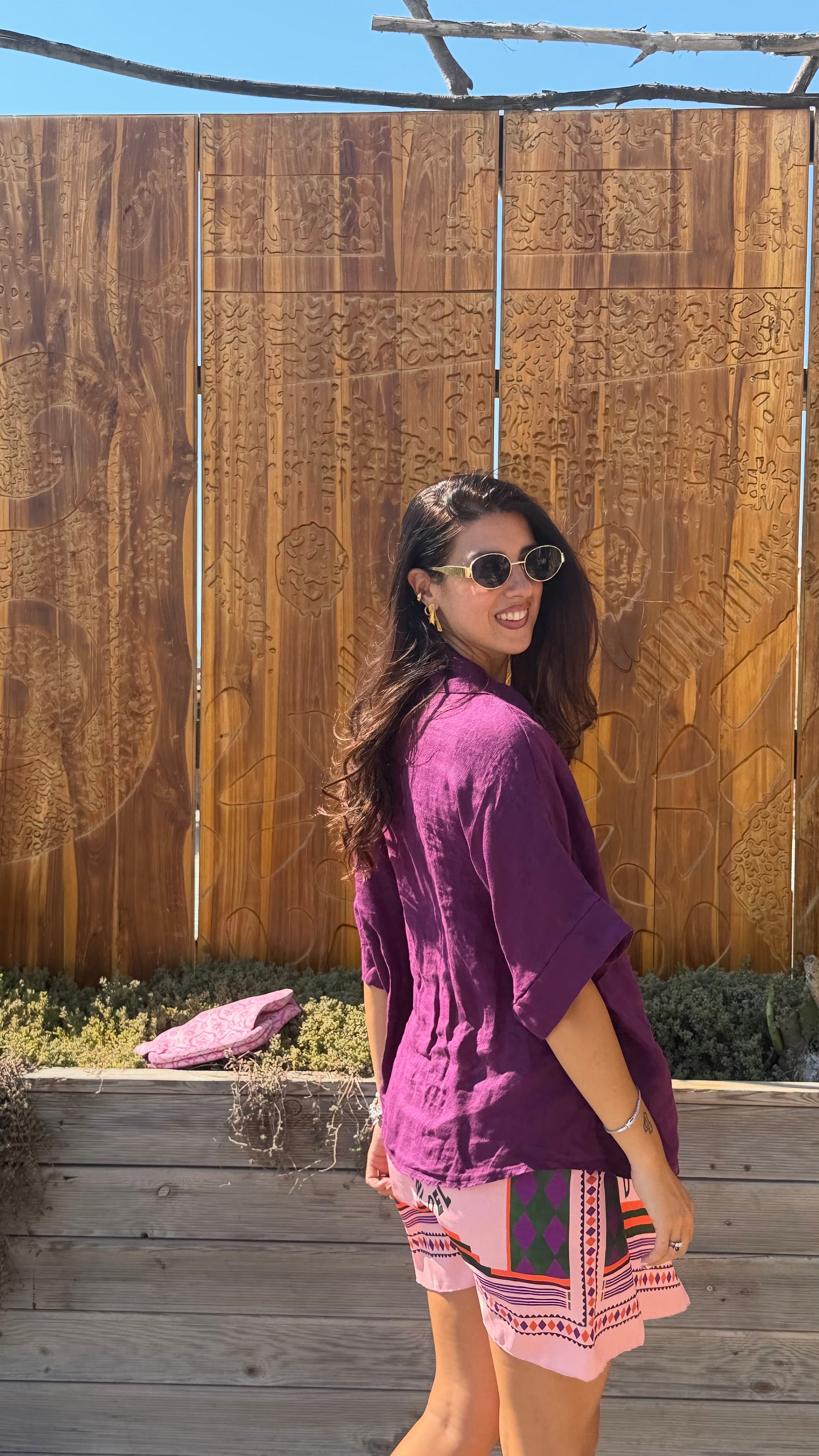 Camicia Puro Lino Magenta