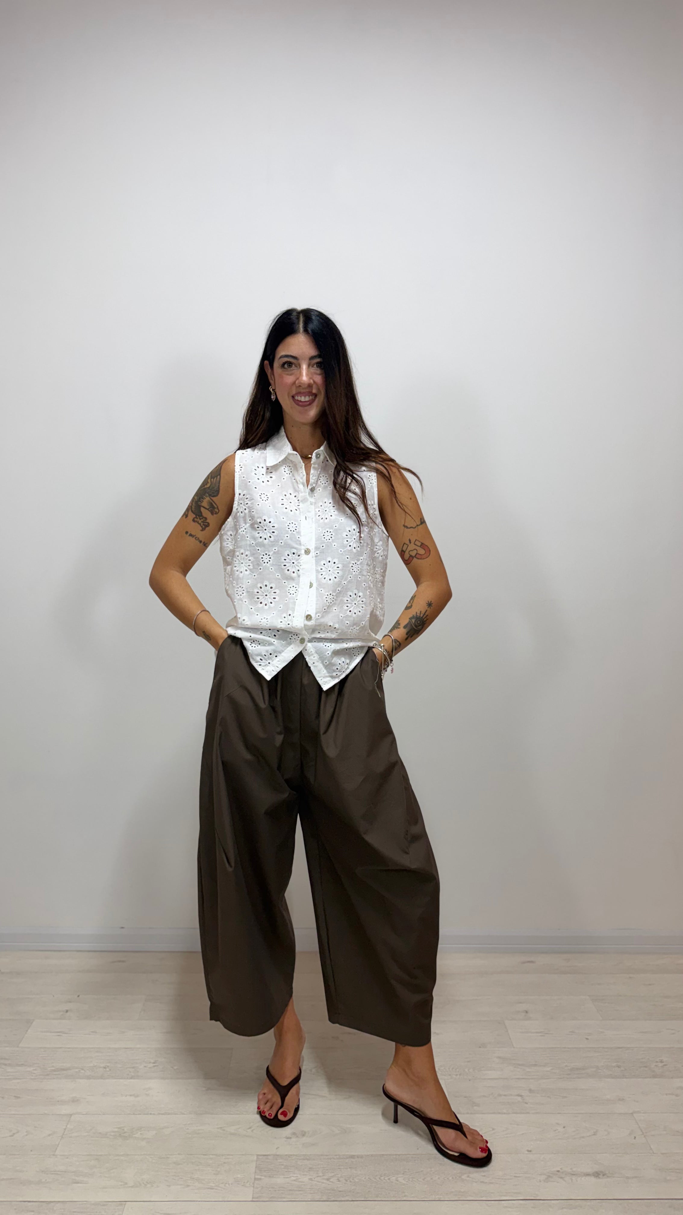 Pantalone Eluana JUST WEST Marrone