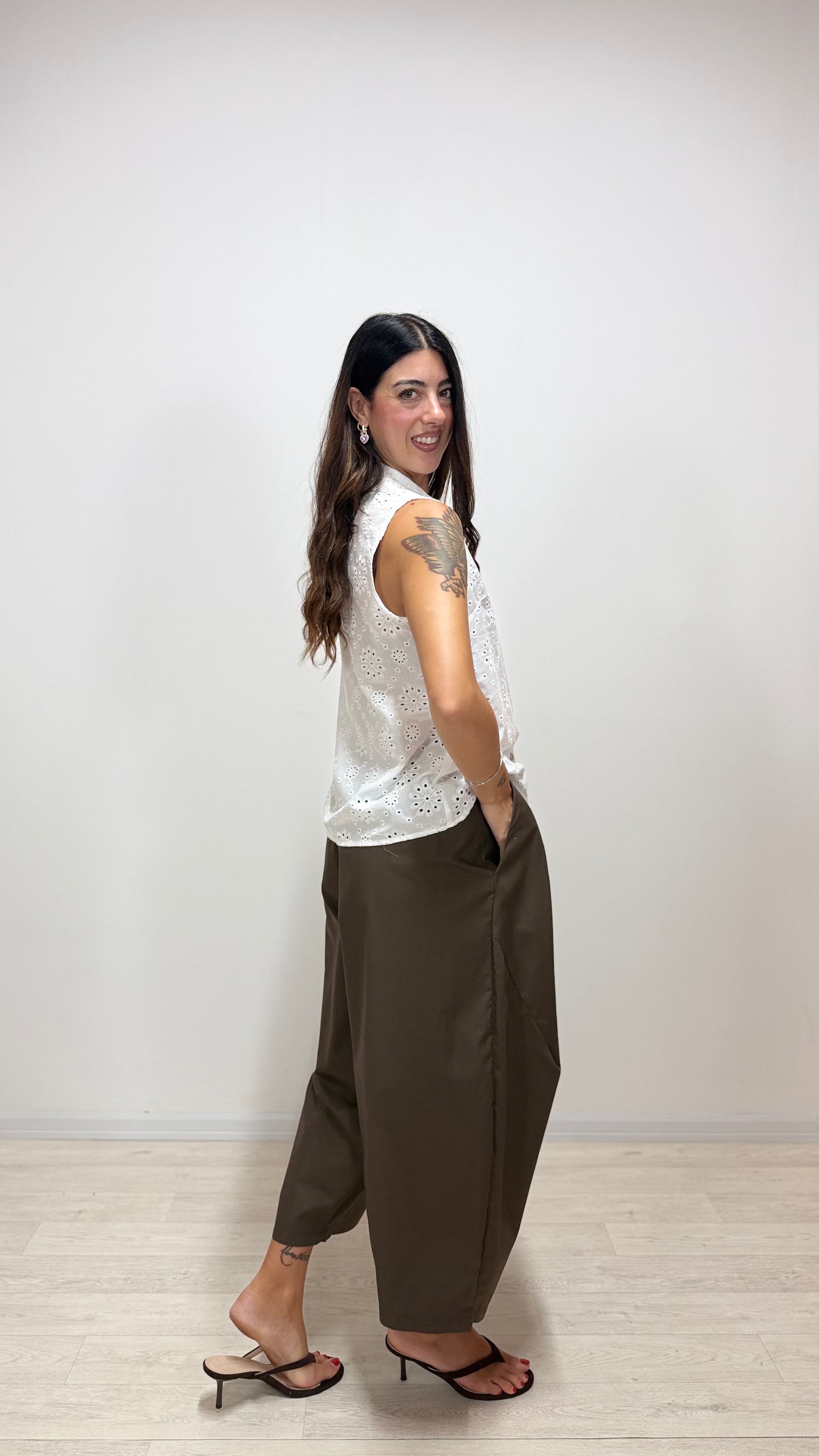 Pantalone Eluana JUST WEST Marrone