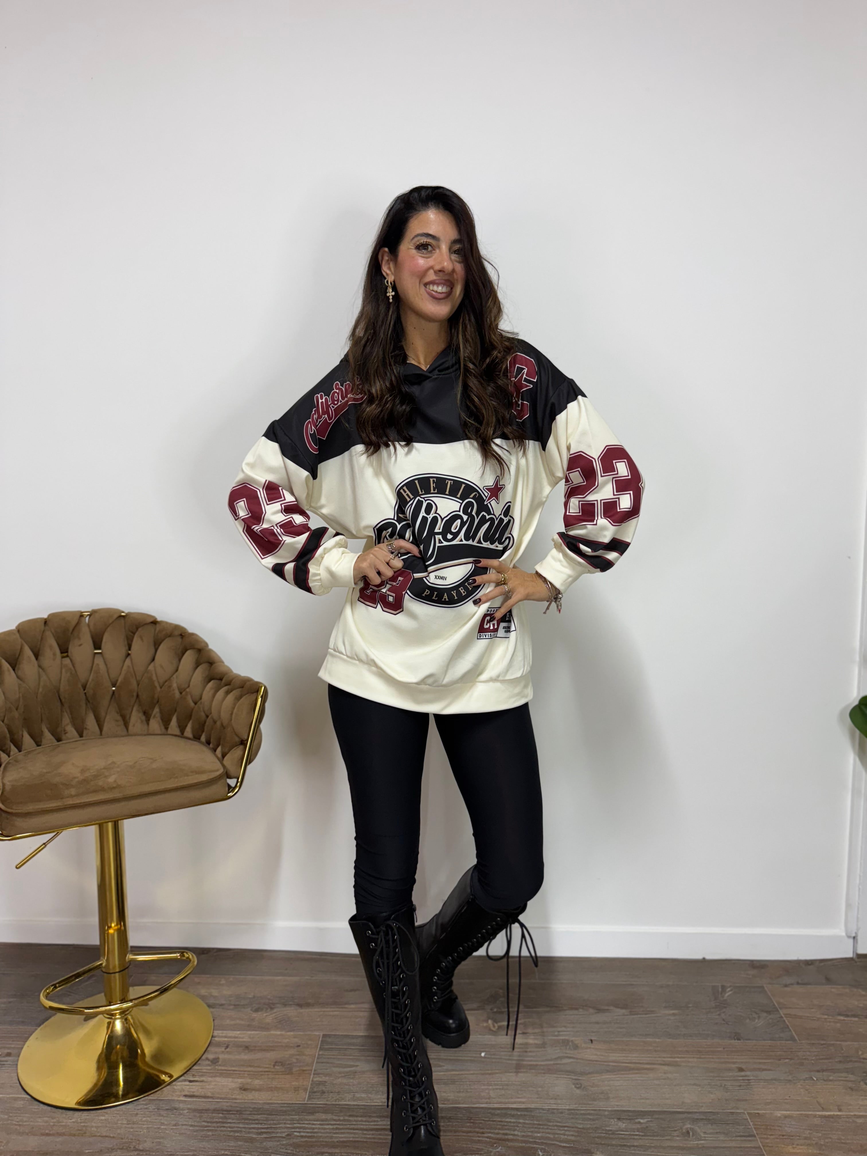 Felpa Cappuccio California Nera