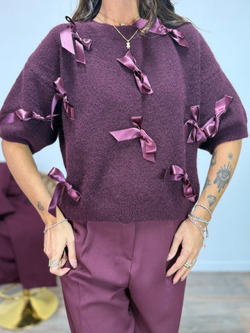 Pull Belle Noeud Bordeaux