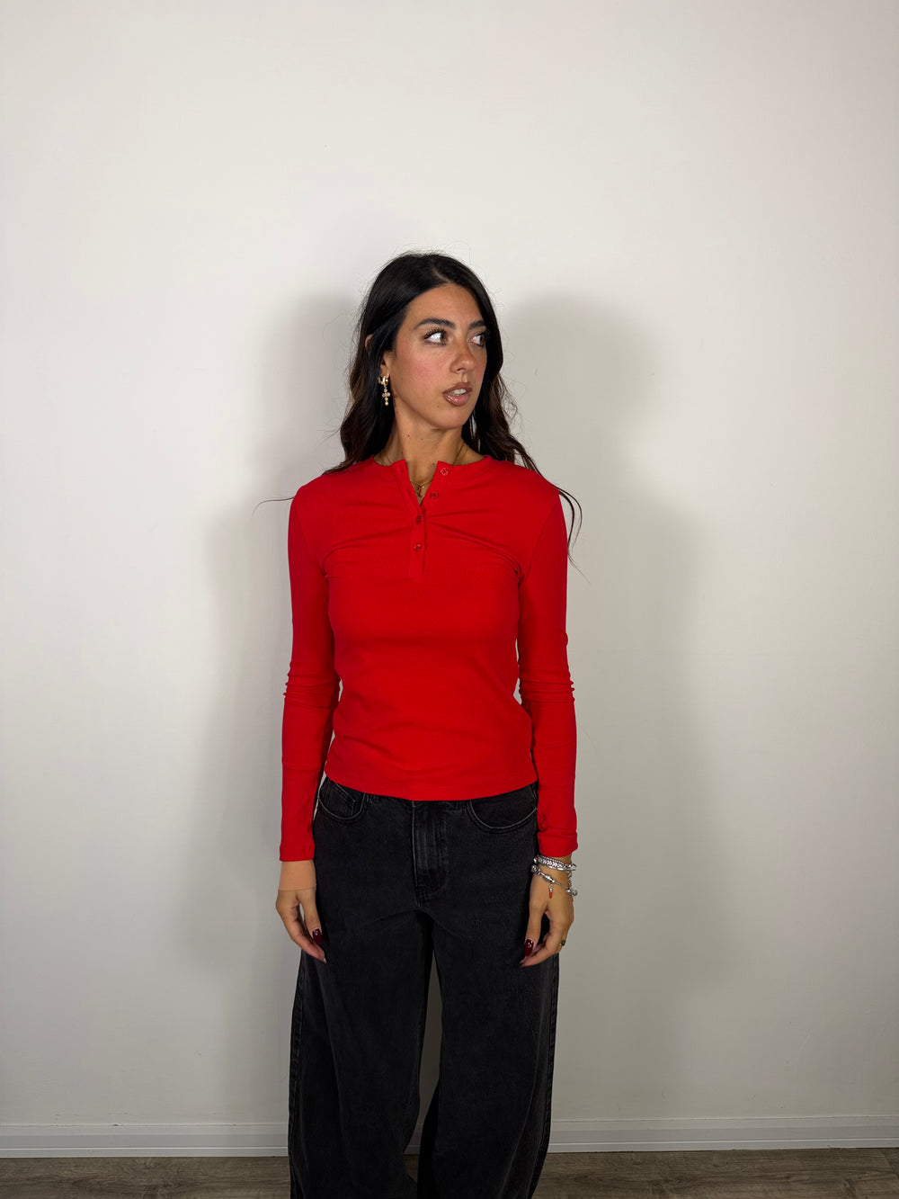 Maglia Bottoncini  LUMINA Rossa